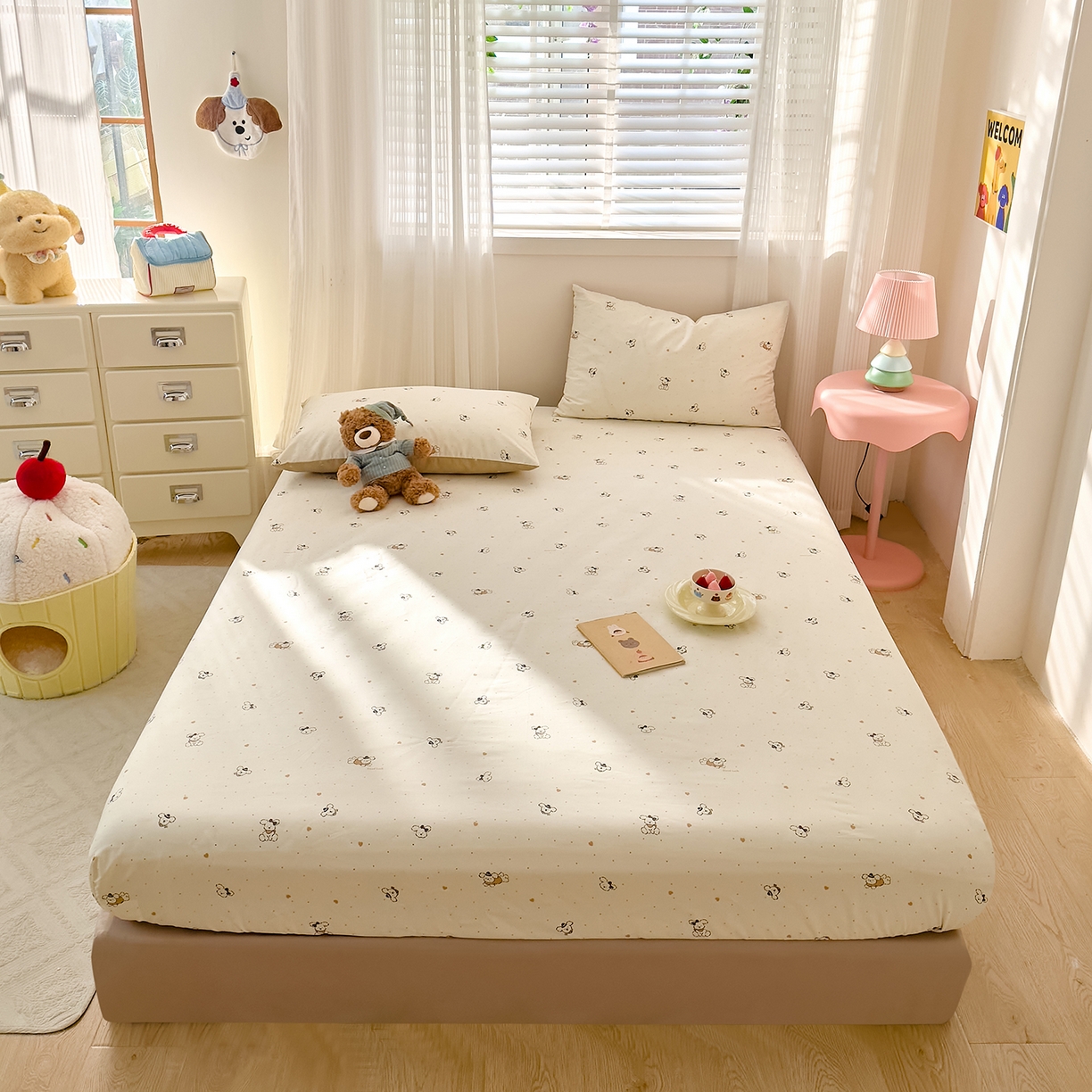 91家纺网 家纺一手货源 找家纺 DoDo 兜兜 2026年全棉纯棉可爱卡通单床笠 床笠单件 点点小狗