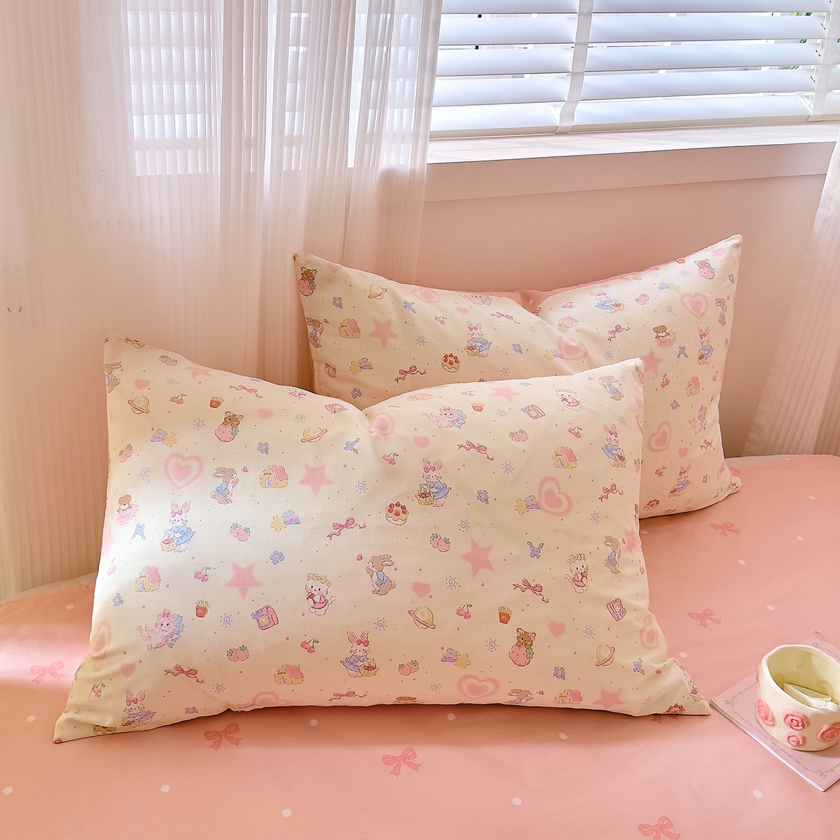 91家纺网 家纺一手货源 找家纺 DoDo 兜兜 2026年全棉纯棉可爱卡通单枕套 枕套单件 星星兔的梦境