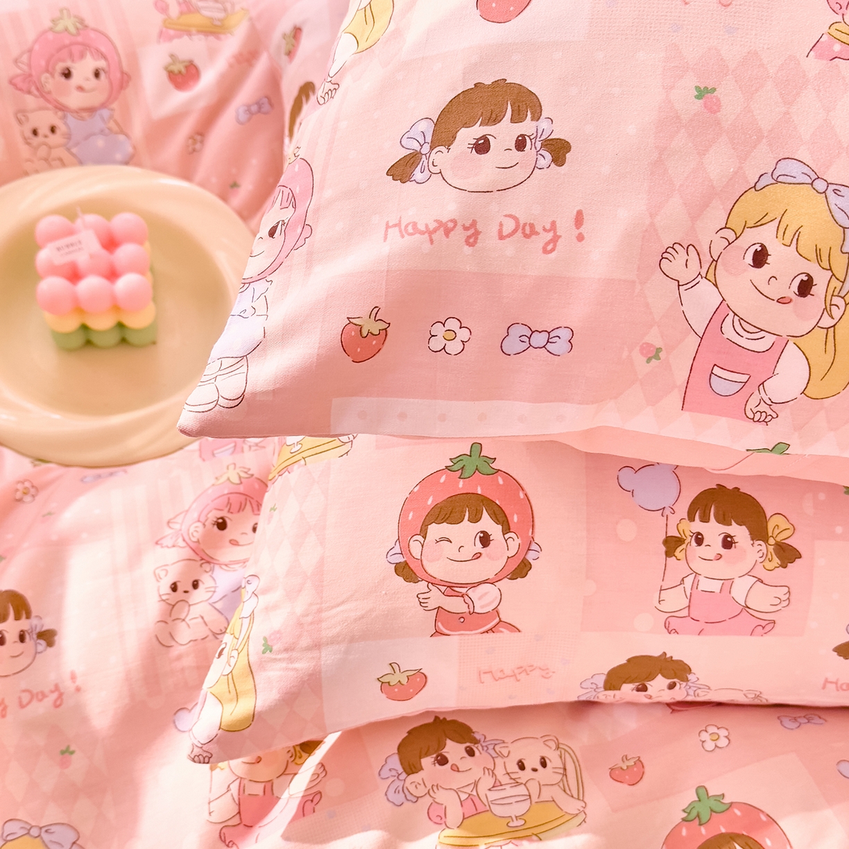 91家纺网 家纺一手货源 找家纺 DoDo 兜兜 2026年全棉纯棉可爱卡通单枕套 枕套单件 棒棒糖女孩