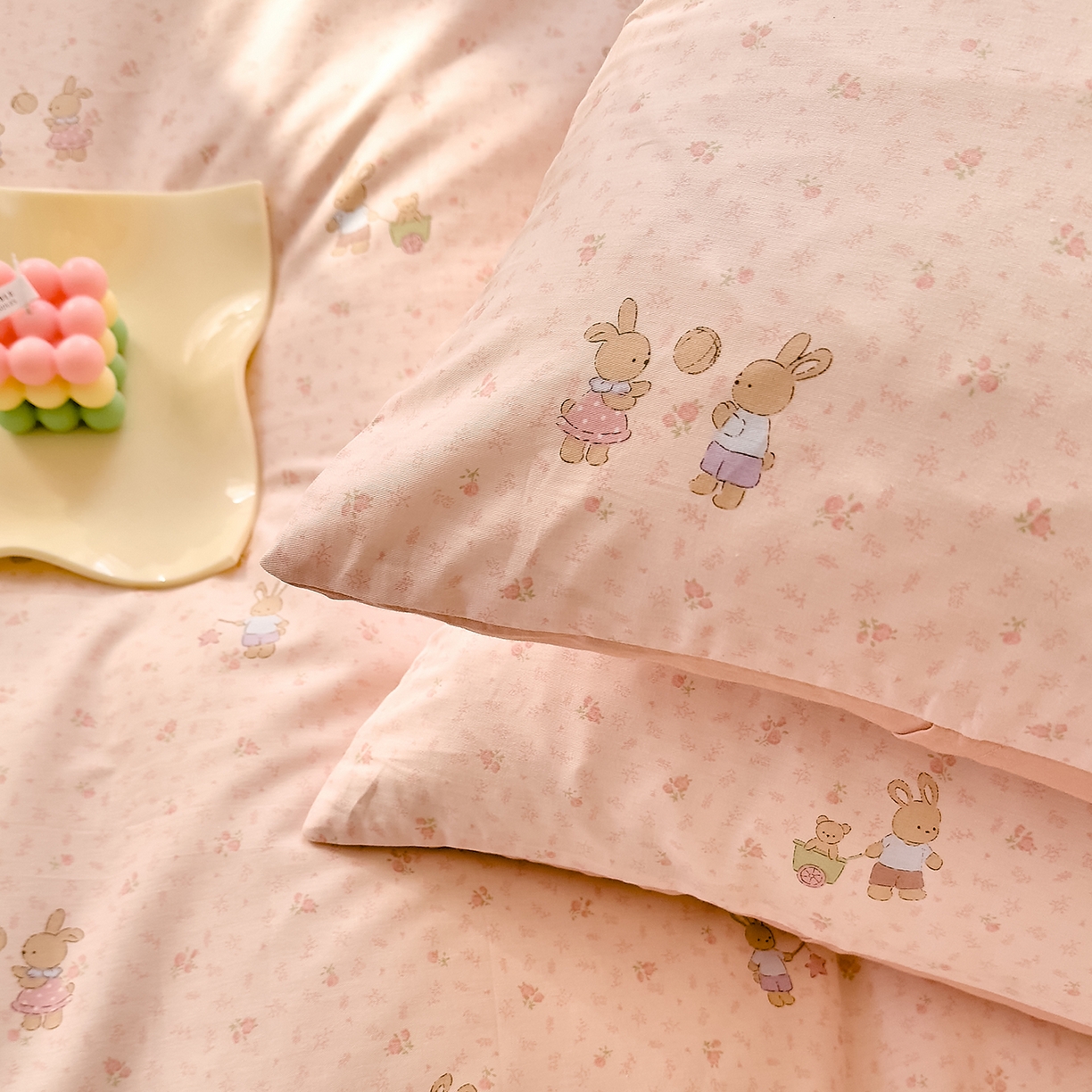 91家纺网 家纺一手货源 找家纺 DoDo 兜兜 2026年全棉纯棉可爱卡通单枕套 枕套单件 早安跳跳兔