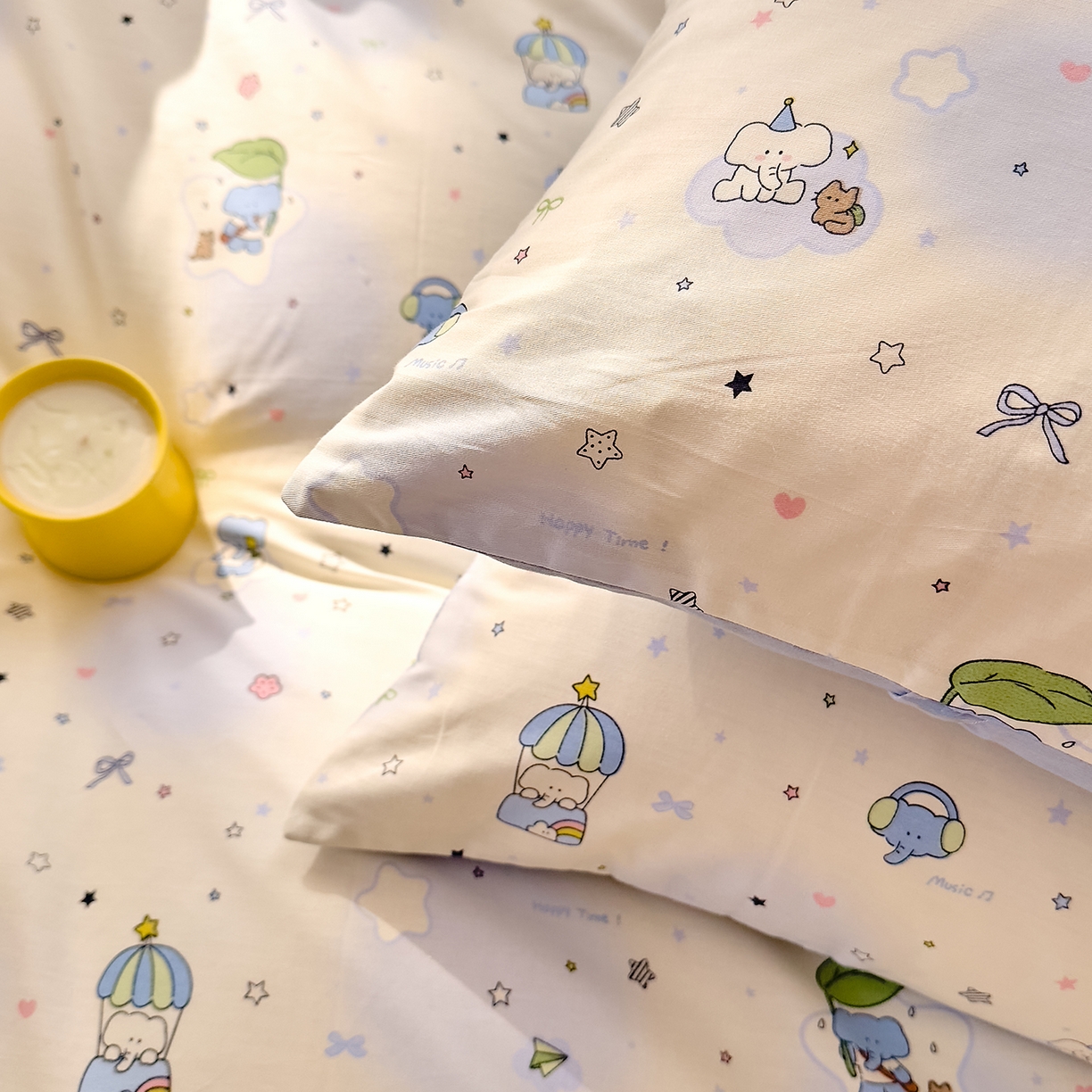 91家纺网 家纺一手货源 找家纺 DoDo 兜兜 2026年全棉纯棉可爱卡通单枕套 枕套单件 蓝色小象