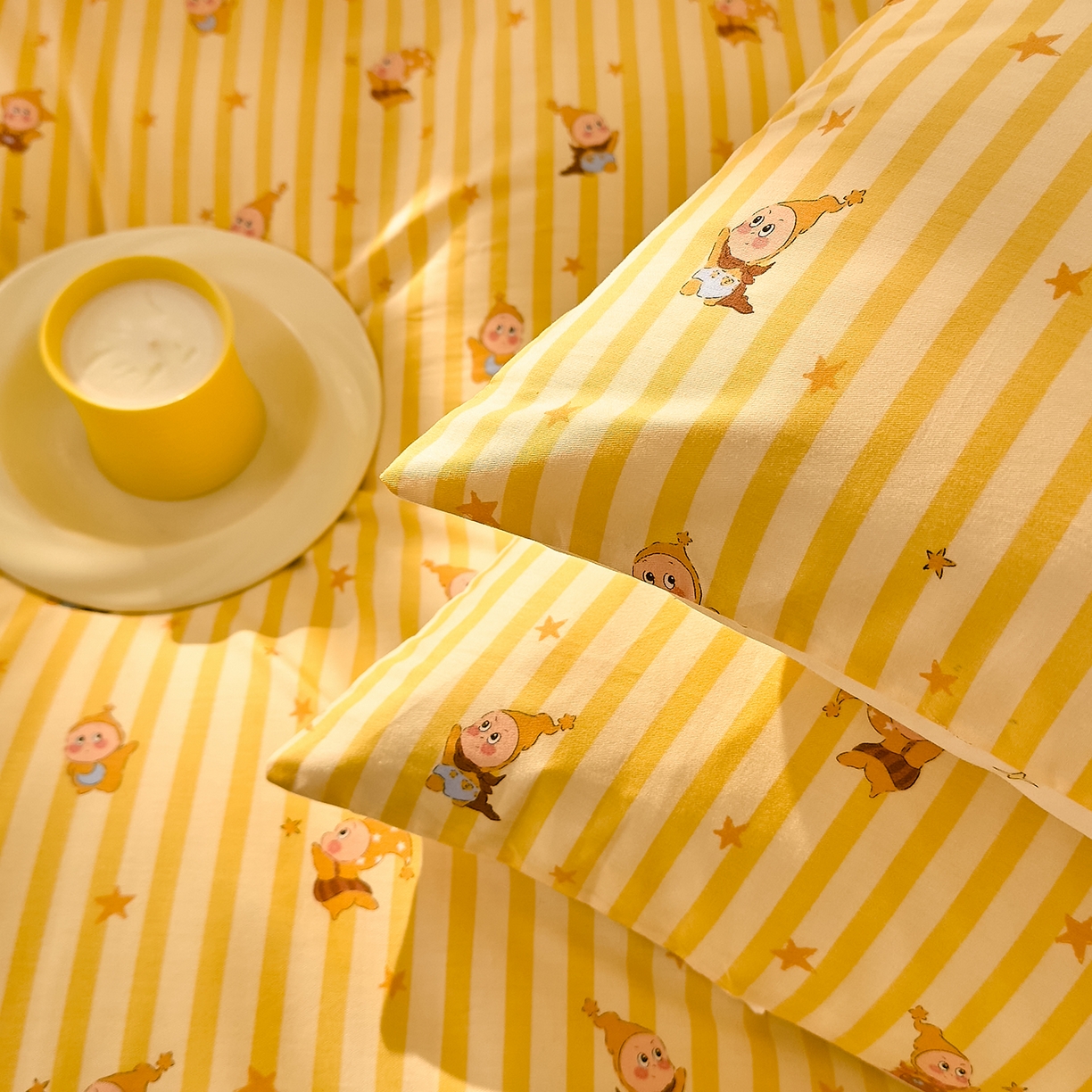 91家纺网 家纺一手货源 找家纺 DoDo 兜兜 2026年全棉纯棉可爱卡通单枕套 枕套单件 可爱星人-黄