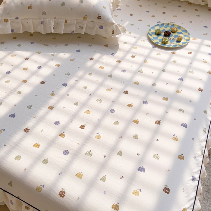 91家纺网 家纺一手货源 找家纺 优家居工厂店 2026新款精仿棉床裙三件套水洗棉韩版公主风花边床裙直播外贸定制 贝贝南瓜