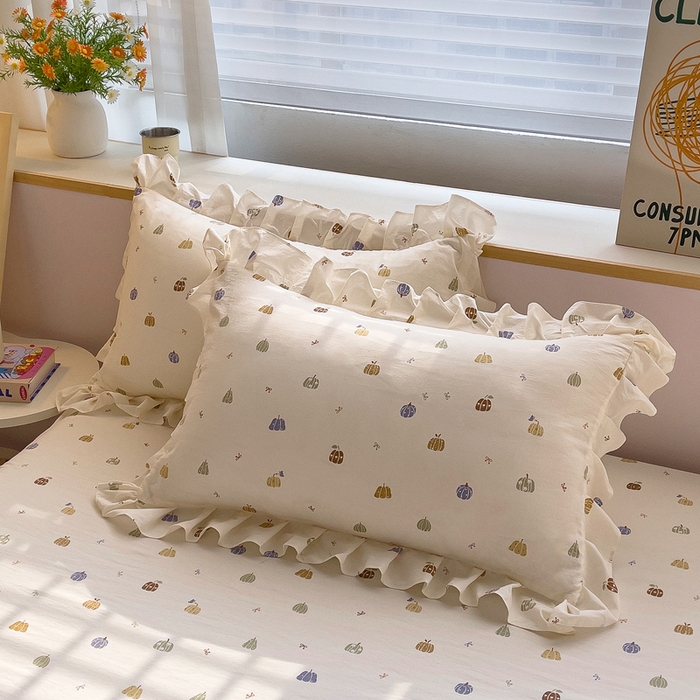 91家纺网 家纺一手货源 找家纺 优家居工厂店 2026新款精仿棉床裙三件套水洗棉韩版公主风花边床裙直播外贸定制 贝贝南瓜