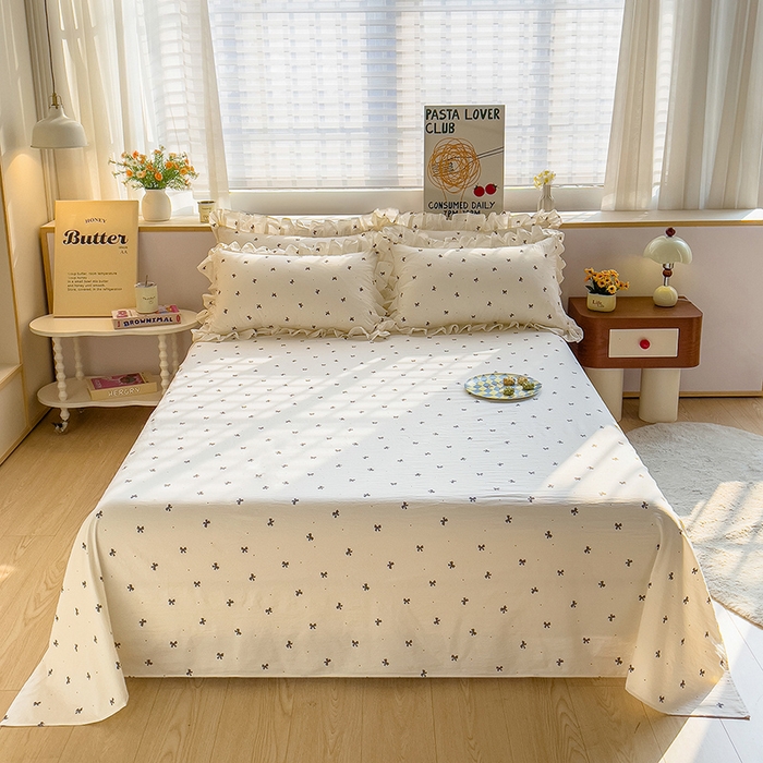 91家纺网 家纺一手货源 找家纺 优家居工厂店 2026新款精仿棉床裙三件套水洗棉韩版公主风花边床裙直播外贸定制 情人节