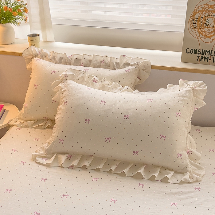 91家纺网 家纺一手货源 找家纺 优家居工厂店 2026新款精仿棉床裙三件套水洗棉韩版公主风花边床裙直播外贸定制 潘多拉-米