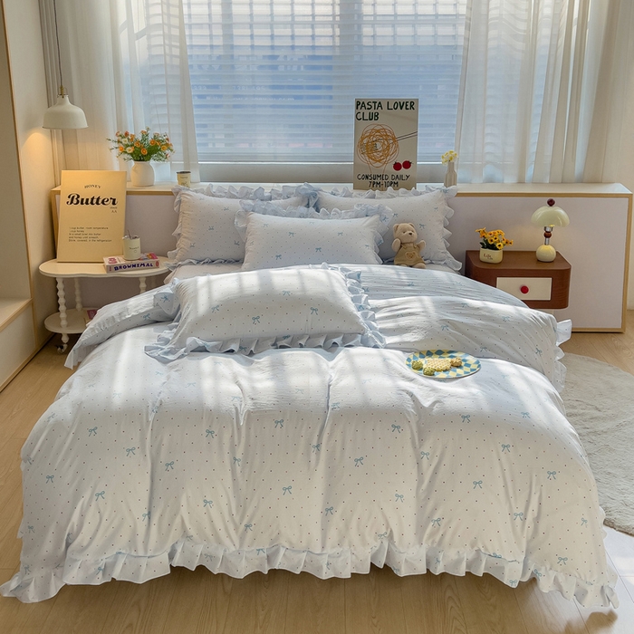 91家纺网 家纺一手货源 找家纺 优家居工厂店 2026新款精仿棉床裙三件套水洗棉韩版公主风花边床裙直播外贸定制 潘多拉-兰