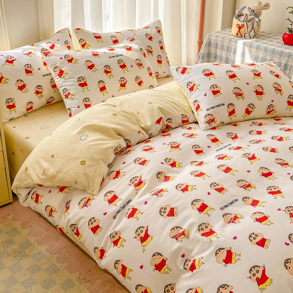 91家纺网 家纺一手货源 找家纺 浩诚 2026新款蜡笔小新正版授权全棉卡通四件套 百变小新