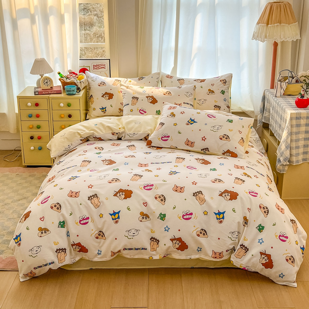 浩诚 2026新款蜡笔小新正版授权全棉卡通四件套 小新家族