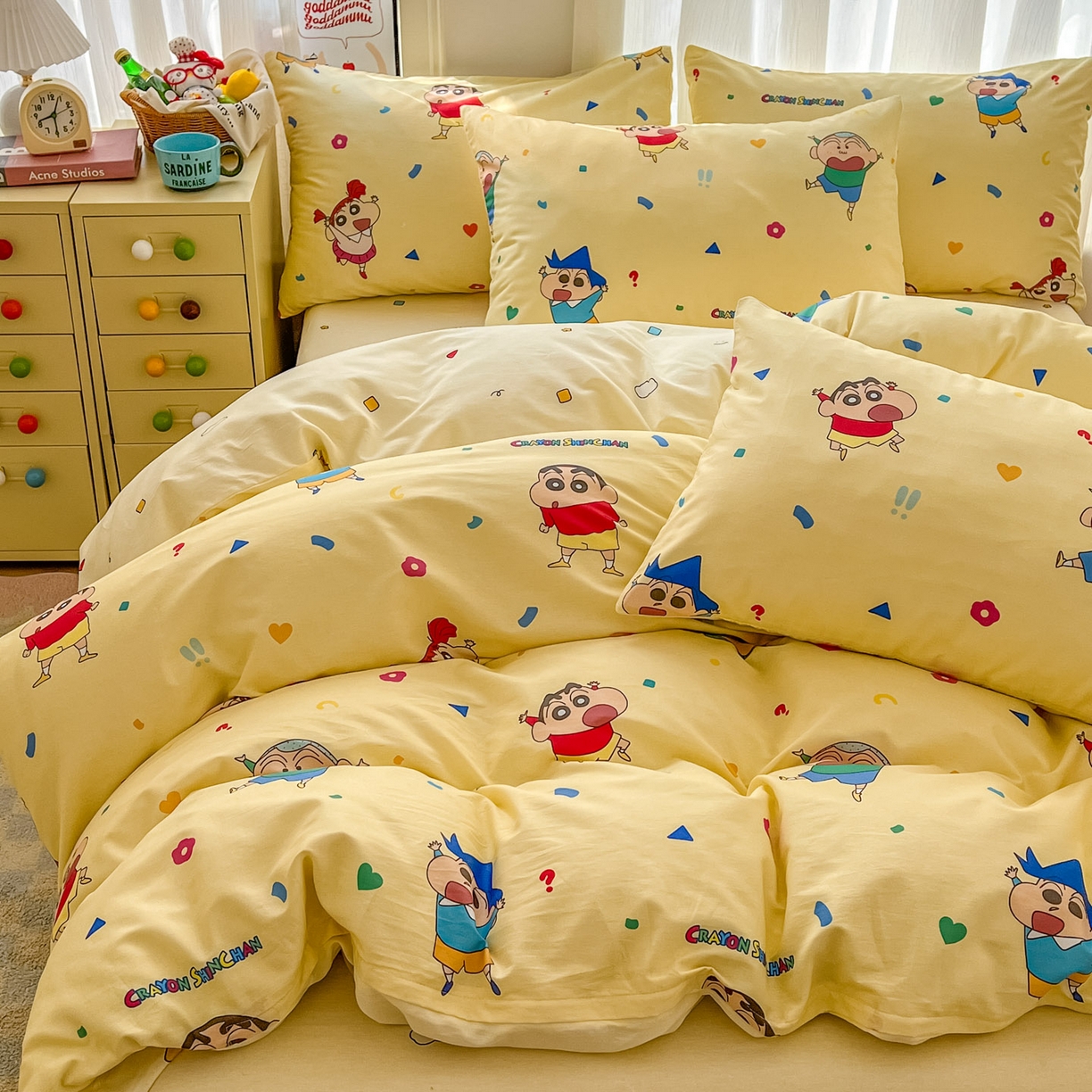 91家纺网 家纺一手货源 找家纺 浩诚 2026新款蜡笔小新正版授权全棉卡通四件套 快乐小新