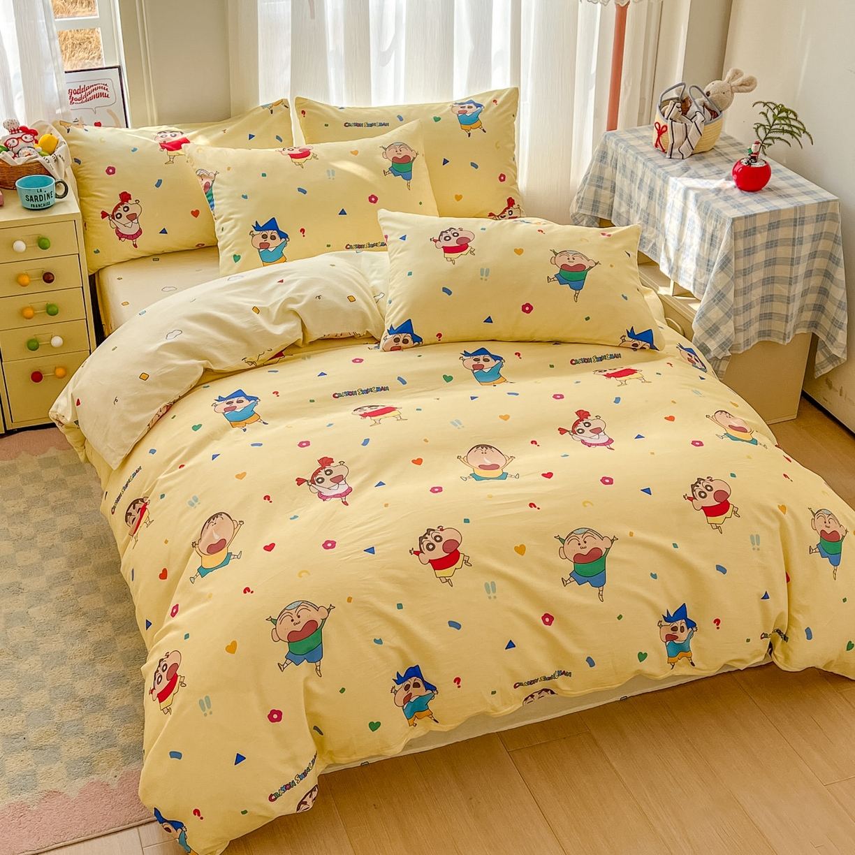 91家纺网 家纺一手货源 找家纺 浩诚 2026新款蜡笔小新正版授权全棉卡通四件套 快乐小新