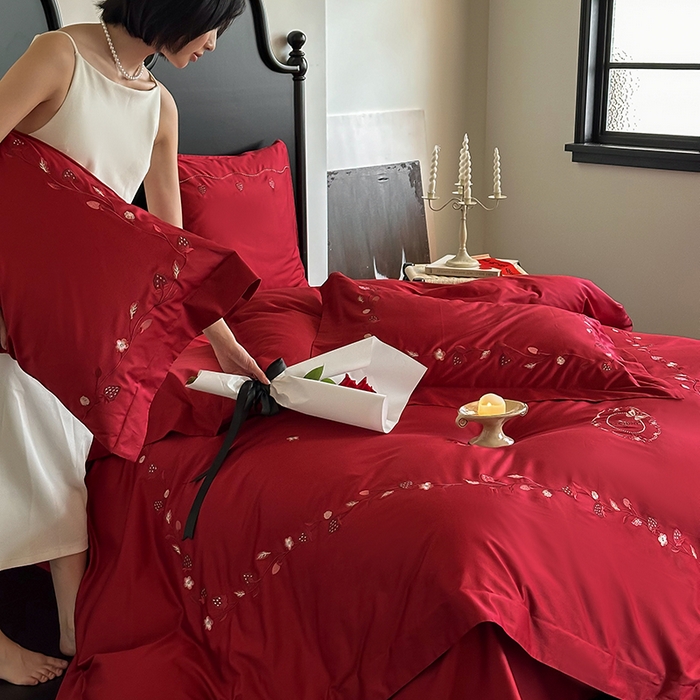 91家纺网 家纺一手货源 找家纺 （总）佳汐蓝家纺 2024新款百支全棉贡缎四件套弗蕾丝系列