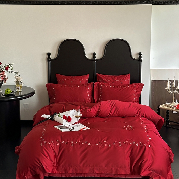 （总）佳汐蓝家纺 2024新款百支全棉贡缎四件套弗蕾丝系列