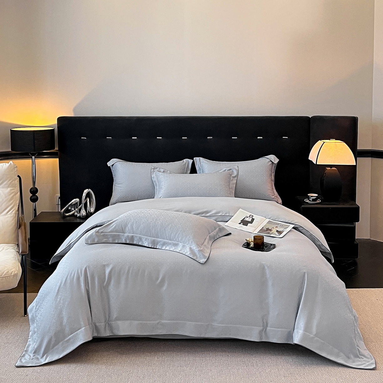 置顶家纺 2026新款运吉亲肤提花麻绳系列四件套 运吉-瓷器蓝