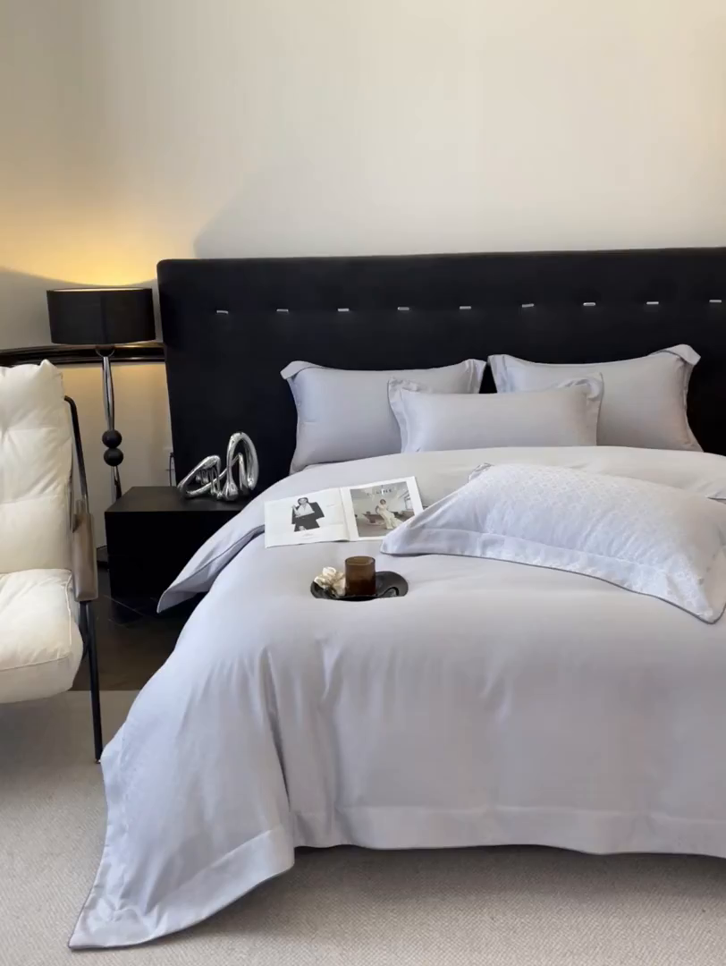 91家纺网 家纺一手货源 找家纺 置顶家纺 2026新款运吉亲肤提花麻绳系列四件套 运吉-瓷器蓝