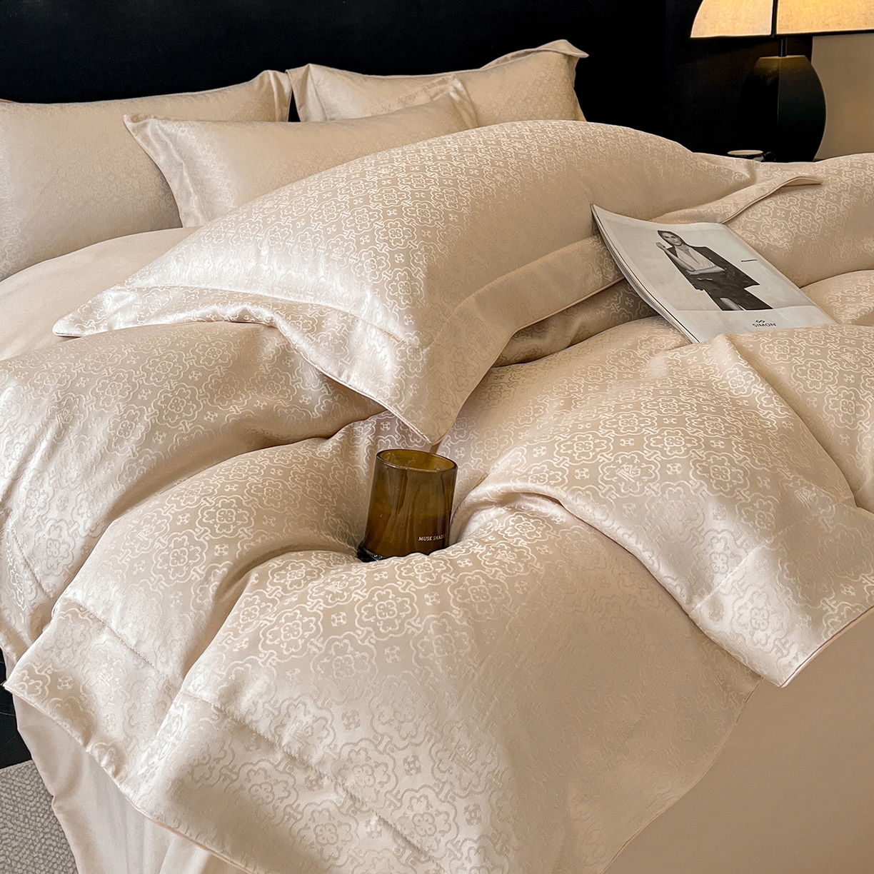 91家纺网 家纺一手货源 找家纺 置顶家纺 2026新款运吉亲肤提花麻绳系列四件套 运吉-米香槟