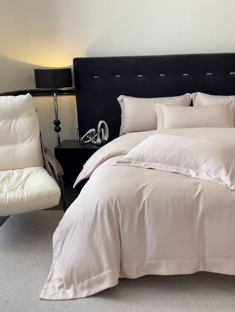 91家纺网 家纺一手货源 找家纺 置顶家纺 2026新款运吉亲肤提花麻绳系列四件套 运吉-米香槟