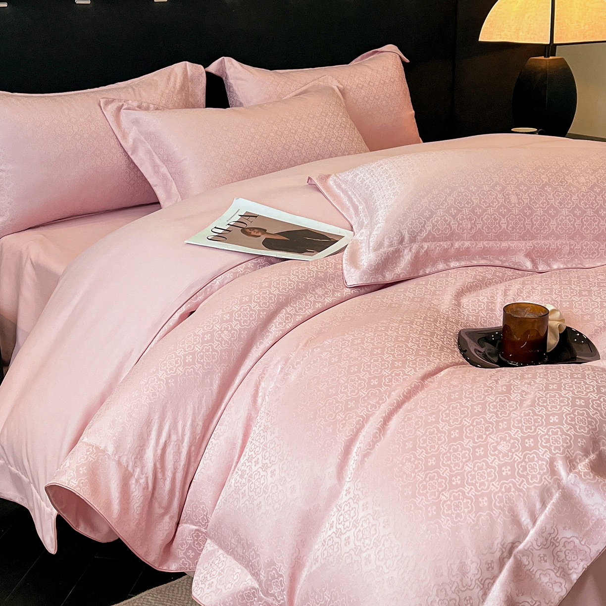 91家纺网 家纺一手货源 找家纺 置顶家纺 2026新款运吉亲肤提花麻绳系列四件套 运吉-浅豆沙