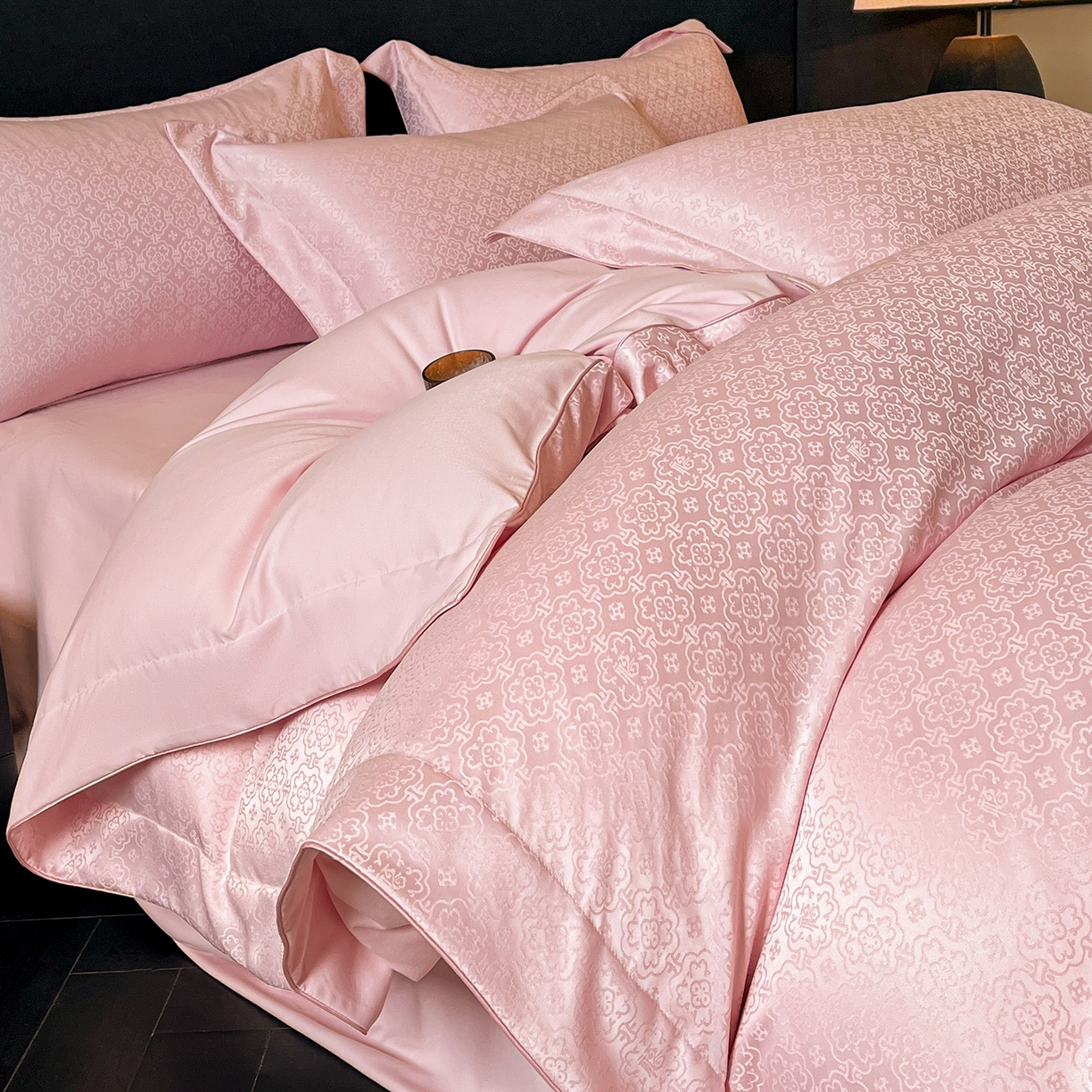 91家纺网 家纺一手货源 找家纺 置顶家纺 2026新款运吉亲肤提花麻绳系列四件套 运吉-浅豆沙