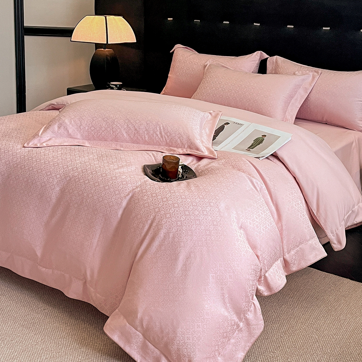 91家纺网 家纺一手货源 找家纺 置顶家纺 2026新款运吉亲肤提花麻绳系列四件套 运吉-浅豆沙