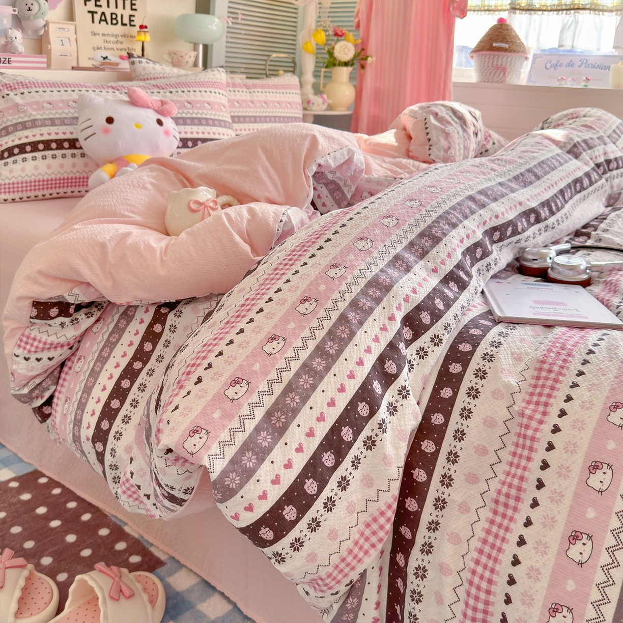 91家纺网 家纺一手货源 找家纺 （总）优选 2026新款110g小清新高克重高品质直播热卖款A类泡芙棉双层纱四件套