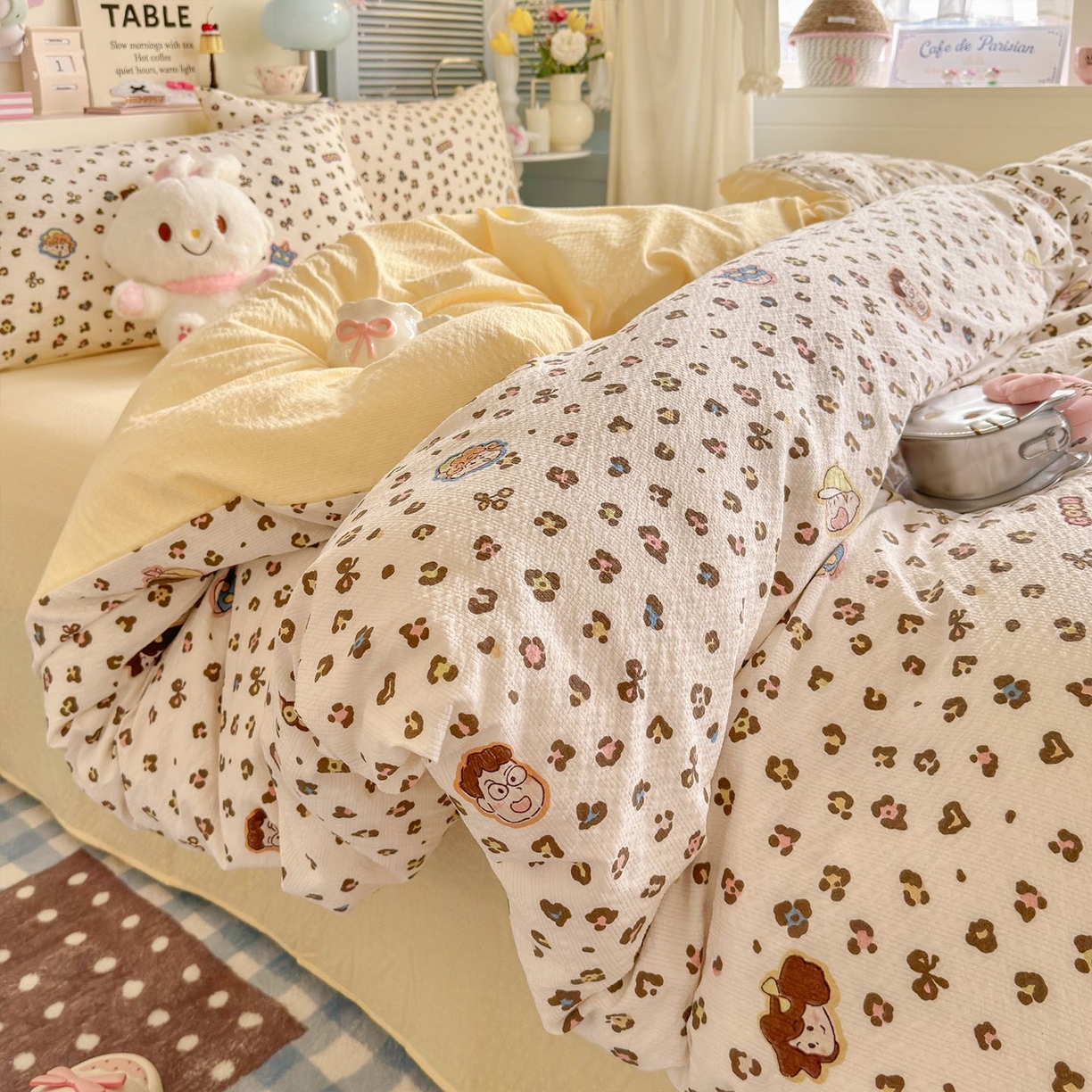 优选 2026新款110g小清新高克重高品质直播热卖款A类泡芙棉双层纱四件套 好朋友