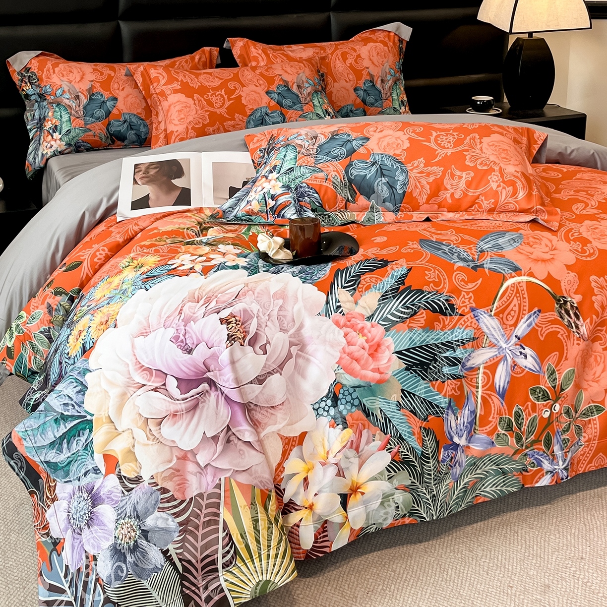 91家纺网 家纺一手货源 找家纺 置顶家纺 2026新款数码印花 橙里