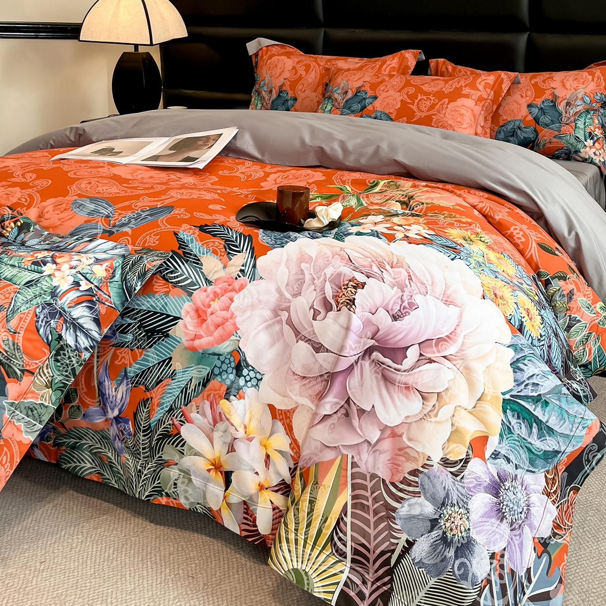 91家纺网 家纺一手货源 找家纺 置顶家纺 2026新款数码印花 橙里