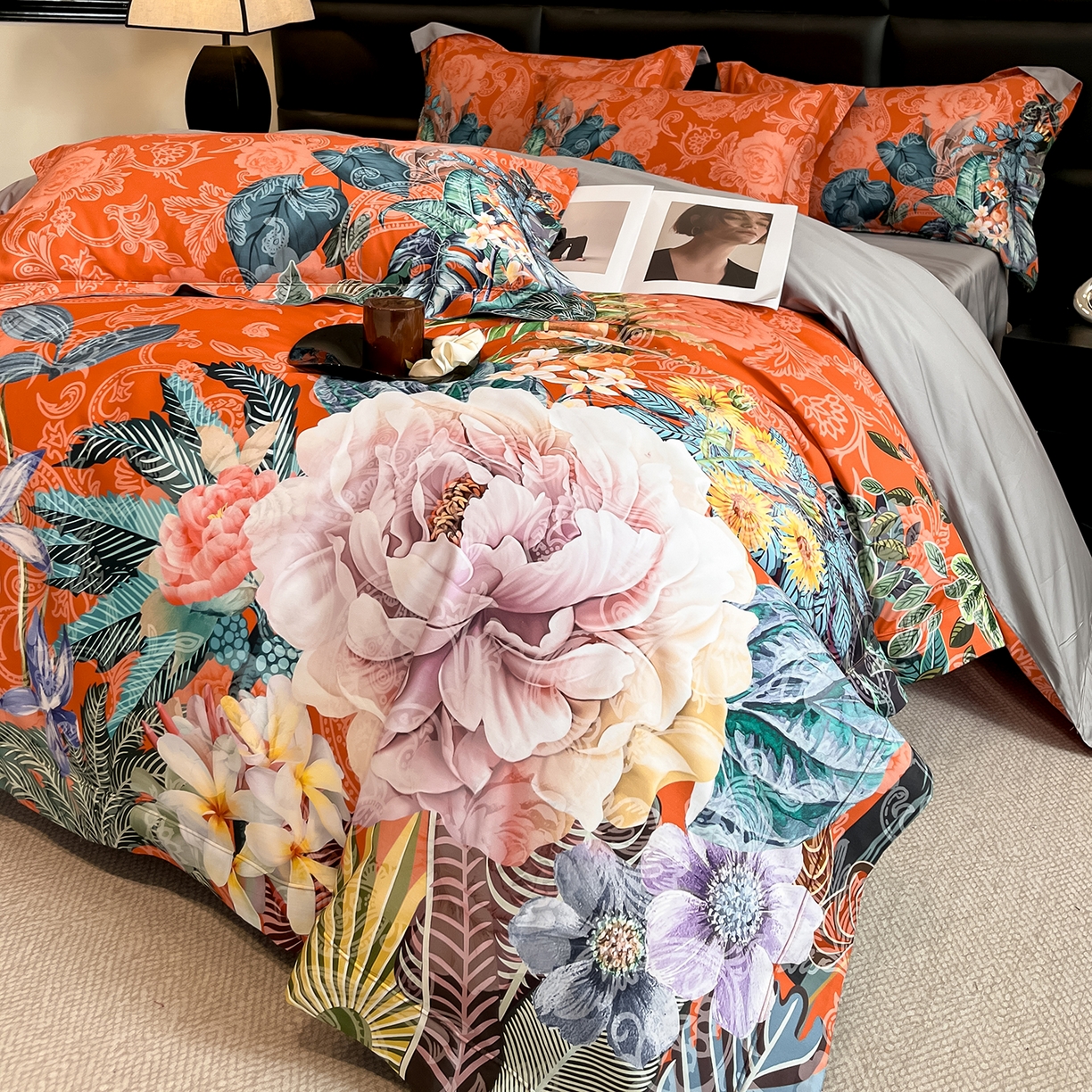 91家纺网 家纺一手货源 找家纺 置顶家纺 2026新款数码印花 橙里