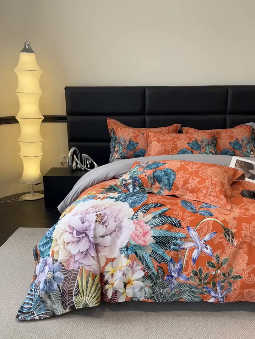 91家纺网 家纺一手货源 找家纺 置顶家纺 2026新款数码印花 橙里