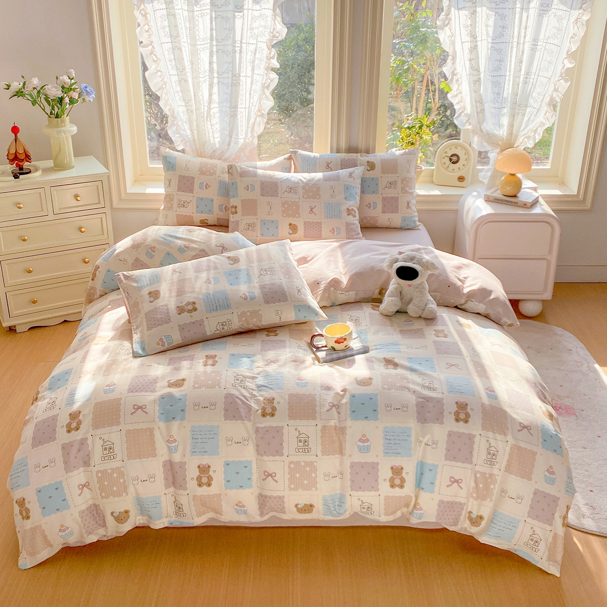 91家纺网 家纺一手货源 找家纺 （总）黑马家居 2026新款13070全棉印花小清新卡通花卉单品被套系列