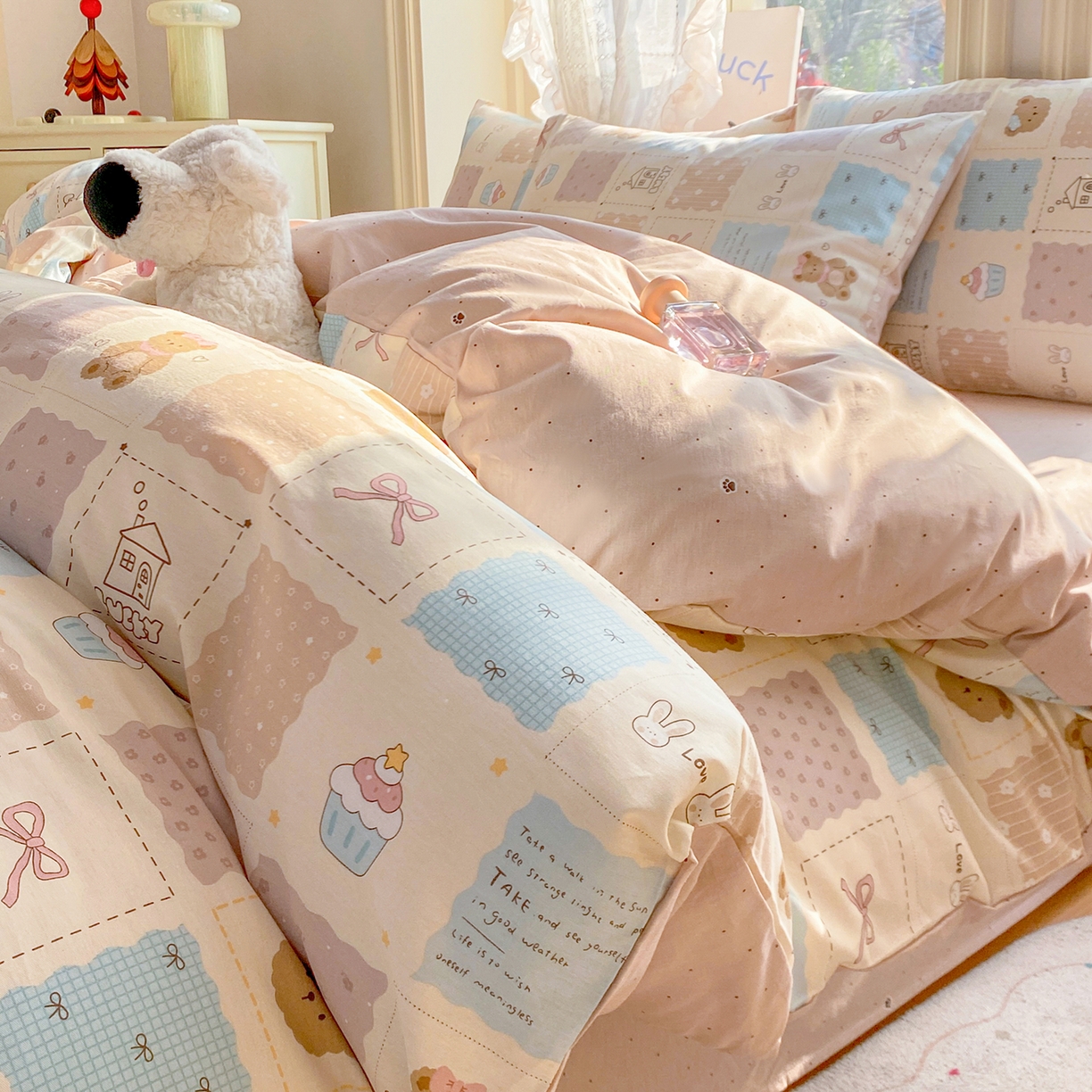 91家纺网 家纺一手货源 找家纺 （总）黑马家居 2026新款13070全棉印花小清新卡通花卉单品被套系列