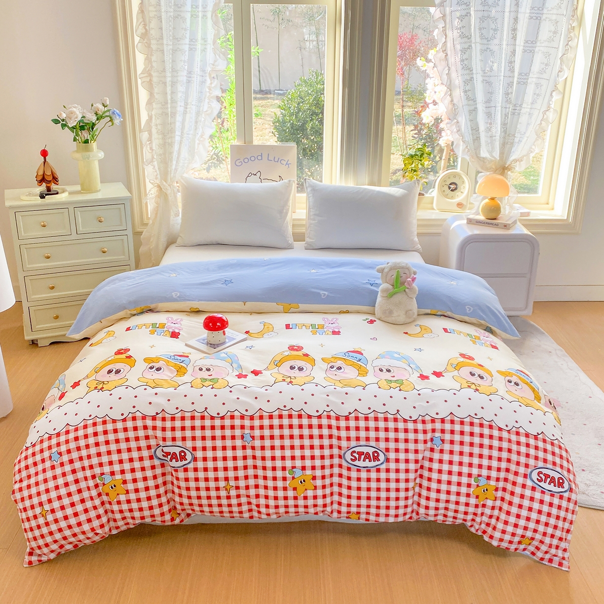 91家纺网 家纺一手货源 找家纺 （总）黑马家居 2026新款13070全棉印花小清新卡通花卉单品被套系列