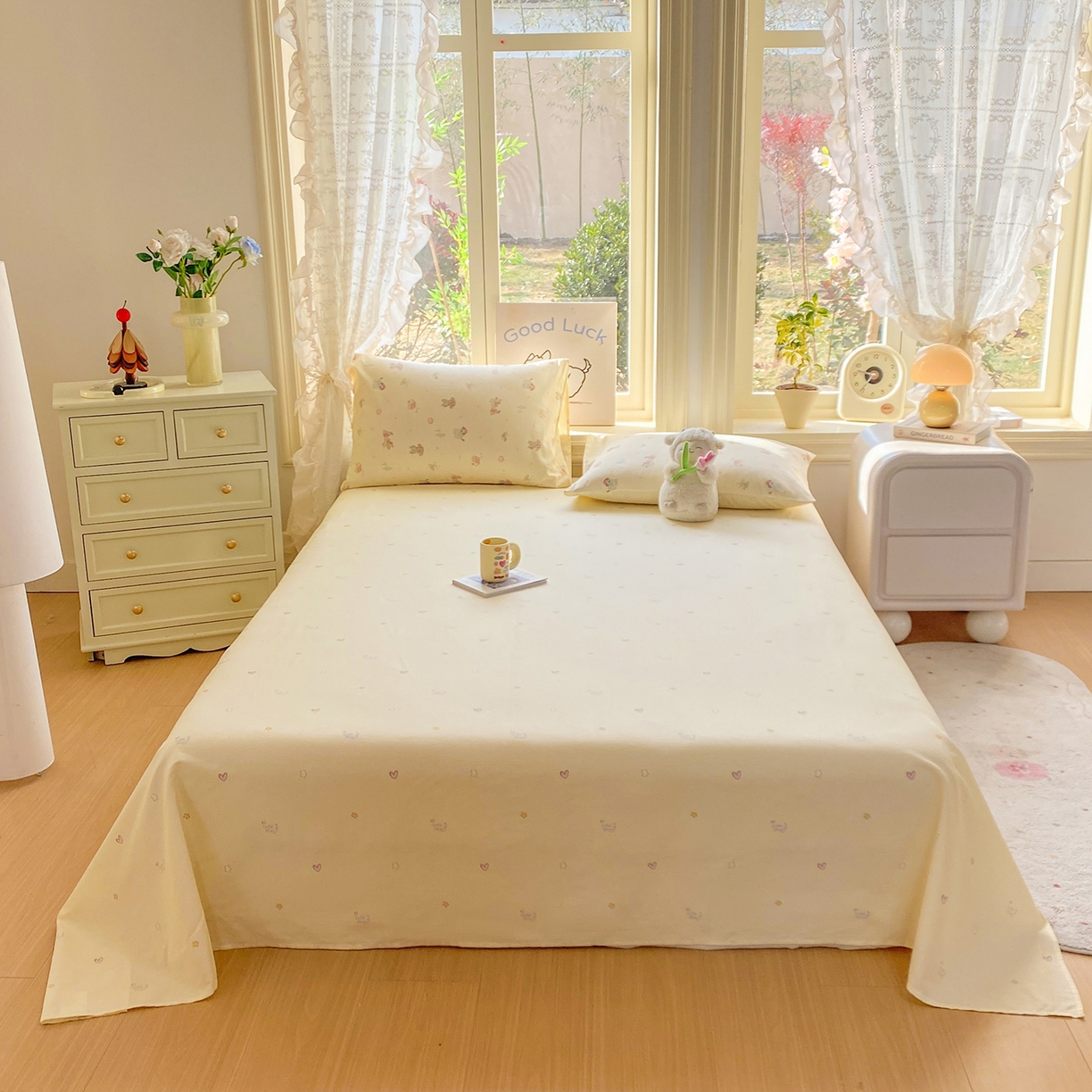 91家纺网 家纺一手货源 找家纺 黑马家居 2026新款13070全棉印花小清新卡通花卉单品被套系列 彩绘小狗