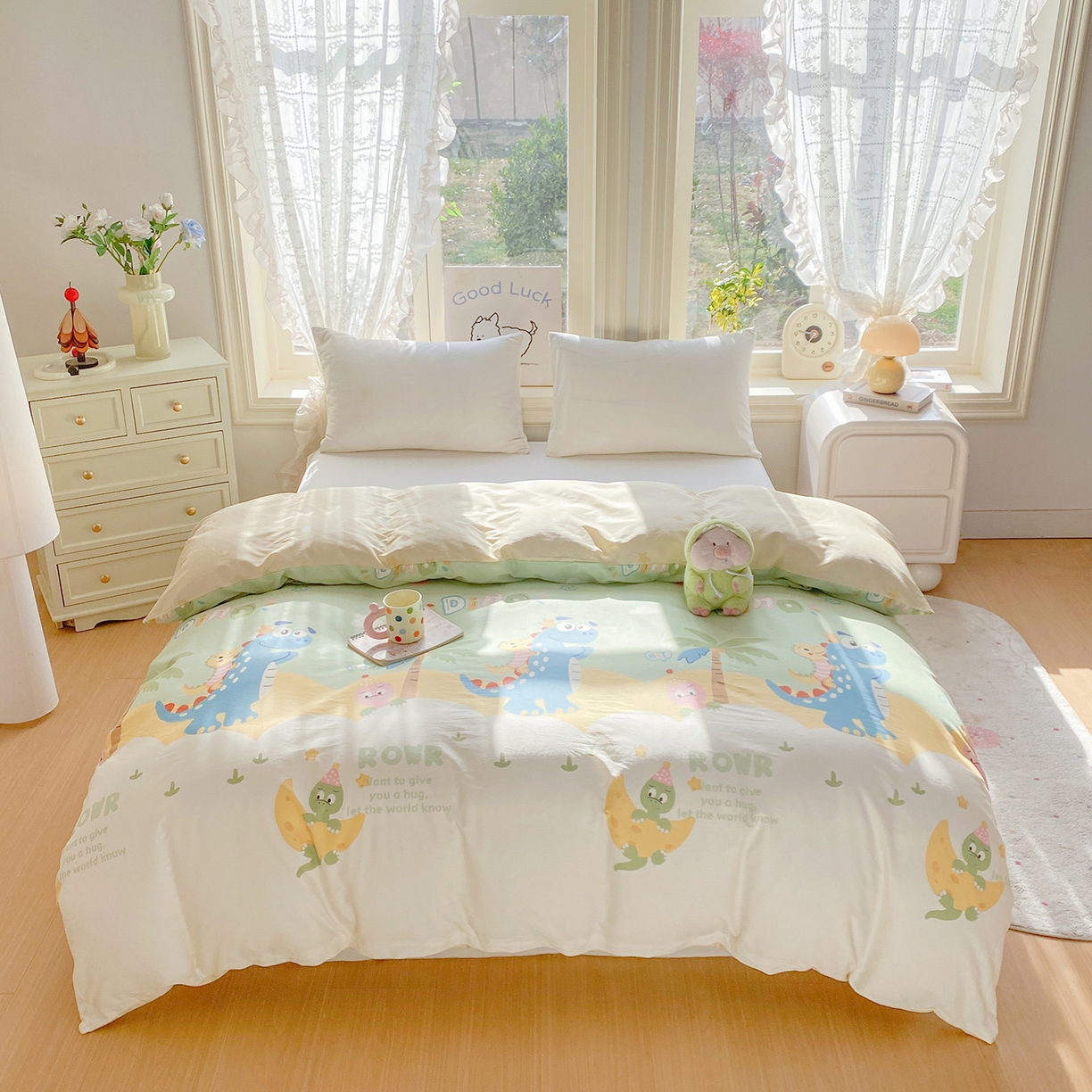 黑马家居 2026新款13070全棉印花小清新卡通花卉单品被套系列 恐龙派对