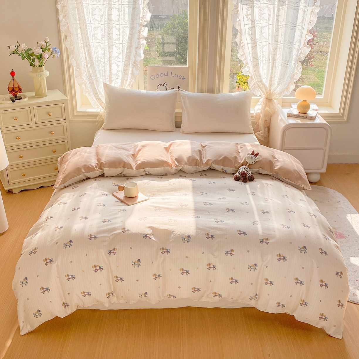 黑马家居 2026新款13070全棉印花小清新卡通花卉单品被套系列 马上有钱