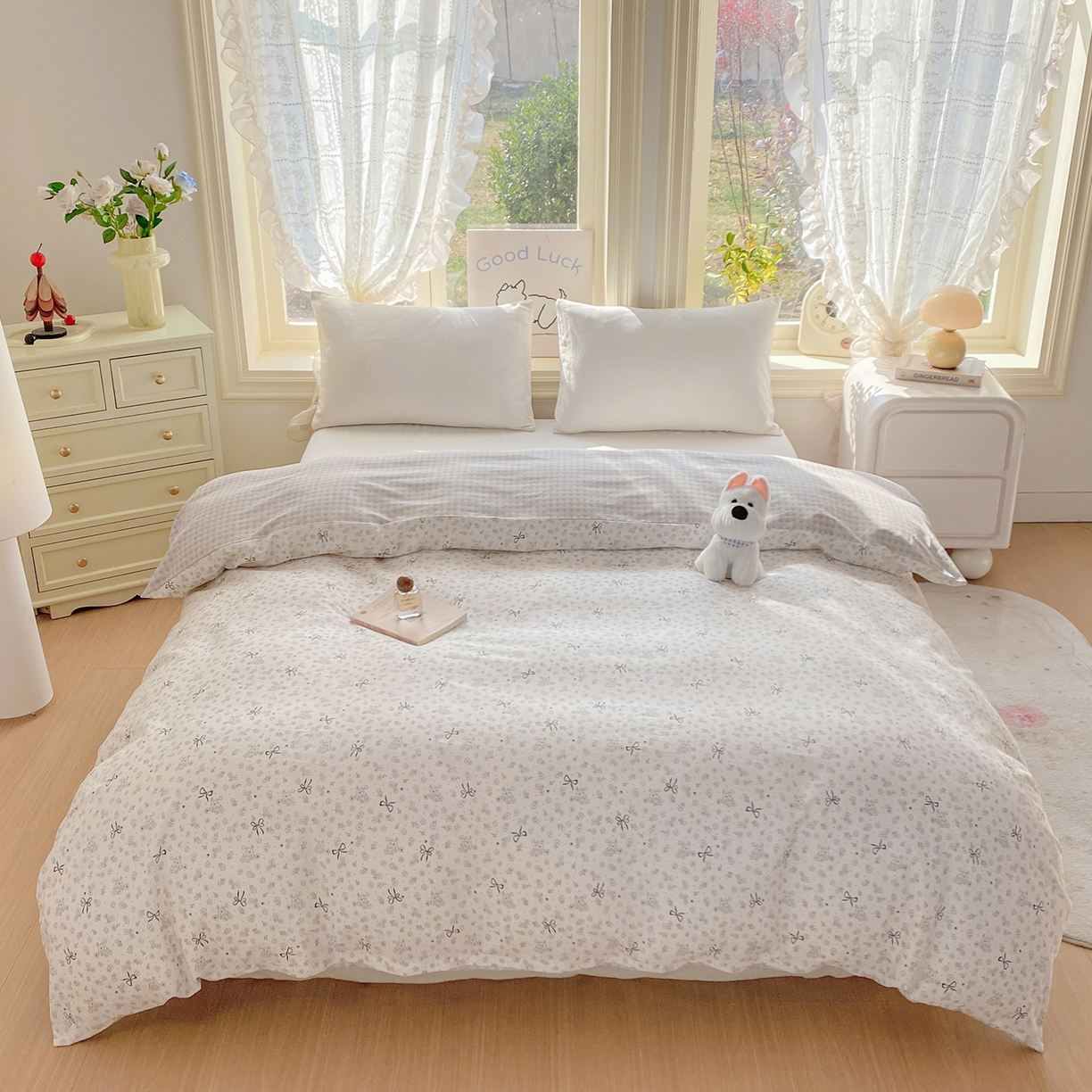 黑马家居 2026新款13070全棉印花小清新卡通花卉单品被套系列 墨蝶