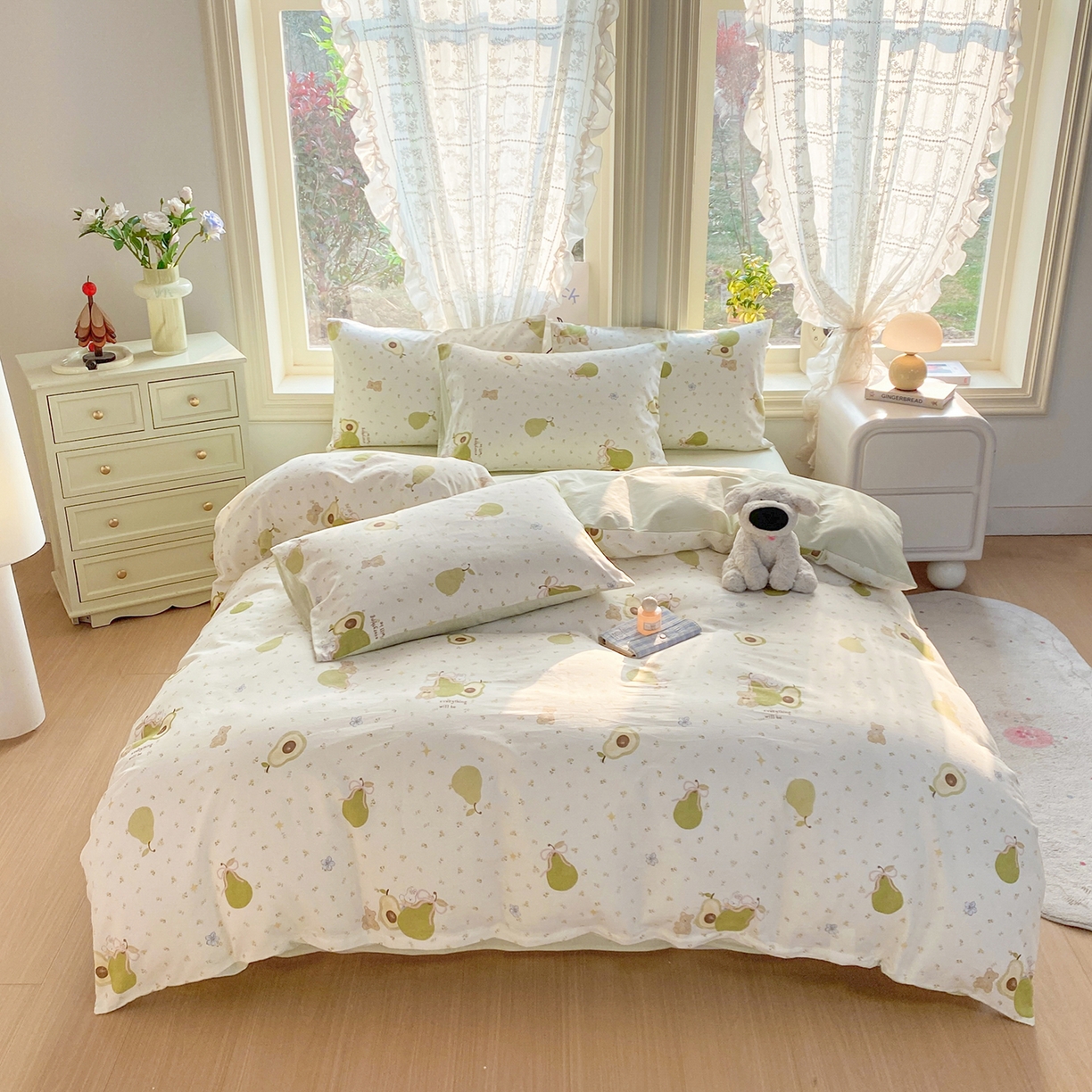 91家纺网 家纺一手货源 找家纺 黑马家居 2026新款13070全棉印花小清新卡通花卉单品被套系列 牛油果