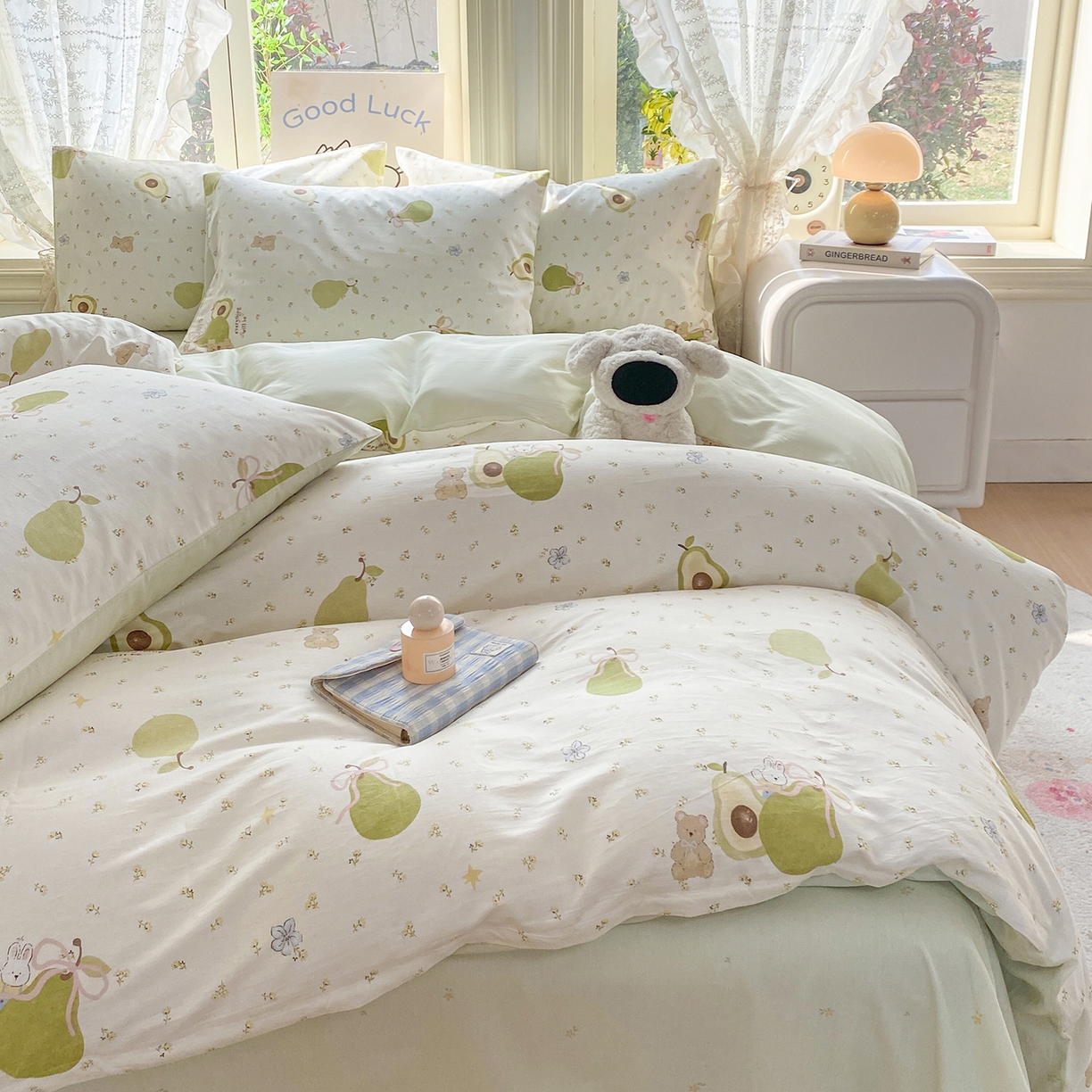 91家纺网 家纺一手货源 找家纺 黑马家居 2026新款13070全棉印花小清新卡通花卉单品被套系列 牛油果