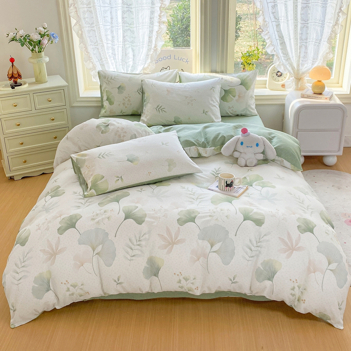 91家纺网 家纺一手货源 找家纺 黑马家居 2026新款13070全棉印花小清新卡通花卉单品被套系列 幸运叶