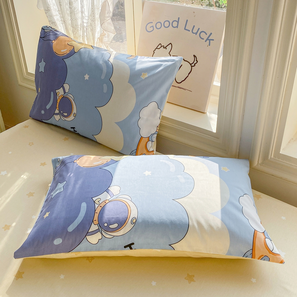 91家纺网 家纺一手货源 找家纺 黑马家居 2026新款13070全棉印花小清新卡通花卉单品被套系列 宇航员