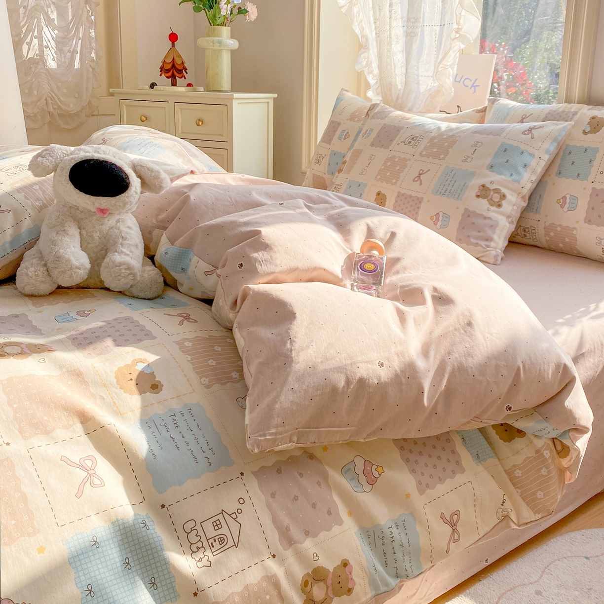 91家纺网 家纺一手货源 找家纺 （总）黑马家居 2026新款13070全棉印花小清新卡通花卉四件套系列