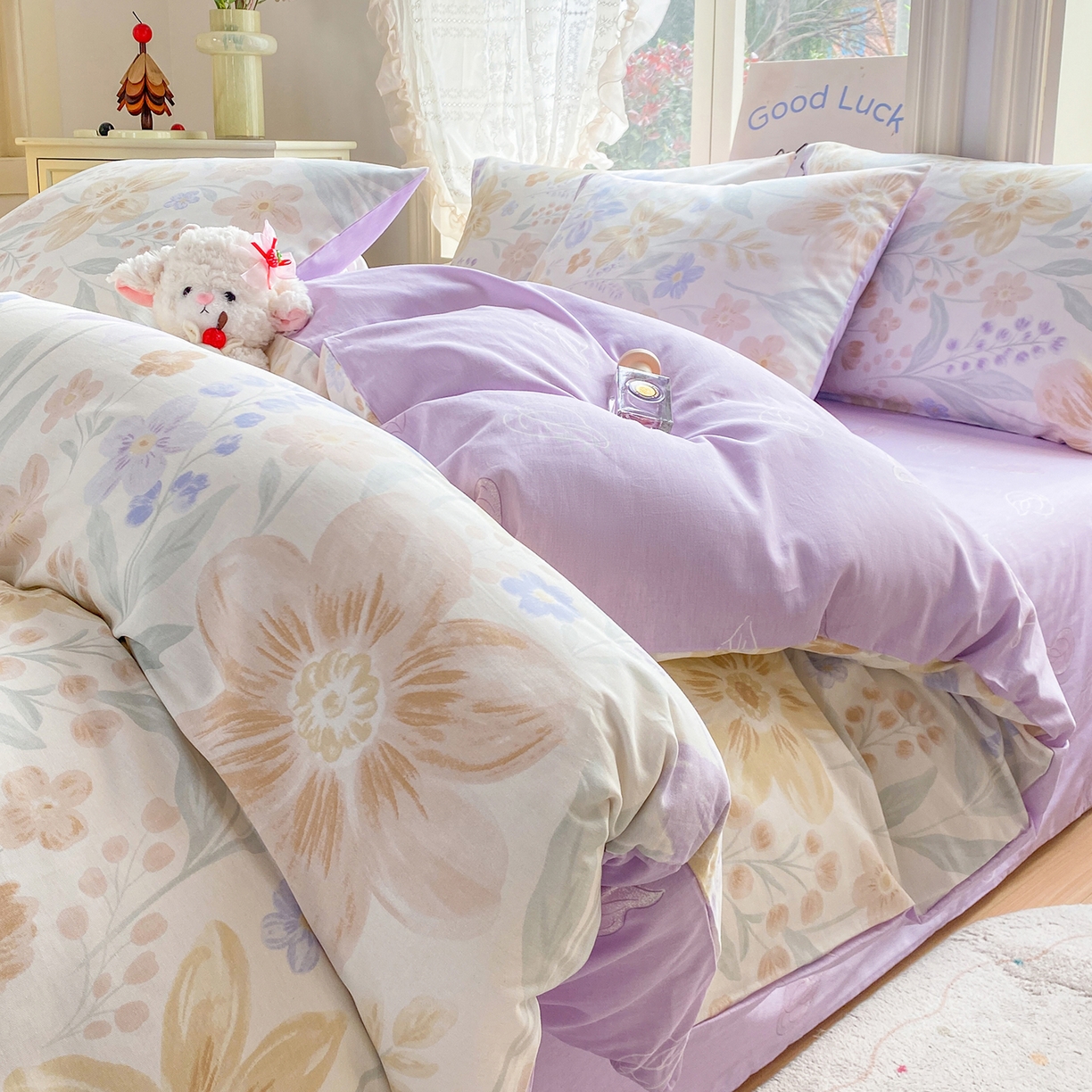 91家纺网 家纺一手货源 找家纺 （总）黑马家居 2026新款13070全棉印花小清新卡通花卉四件套系列