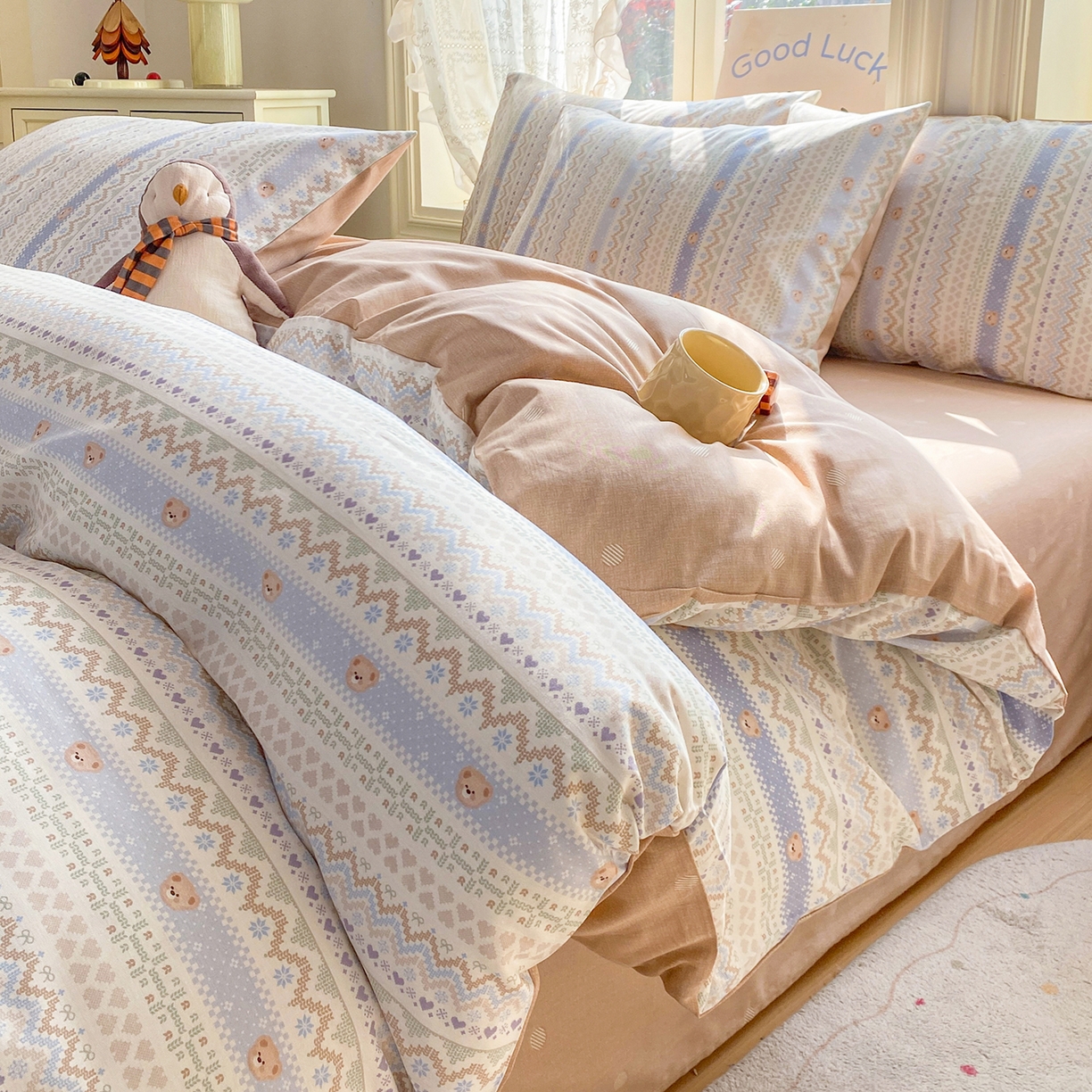 91家纺网 家纺一手货源 找家纺 （总）黑马家居 2026新款13070全棉印花小清新卡通花卉四件套系列