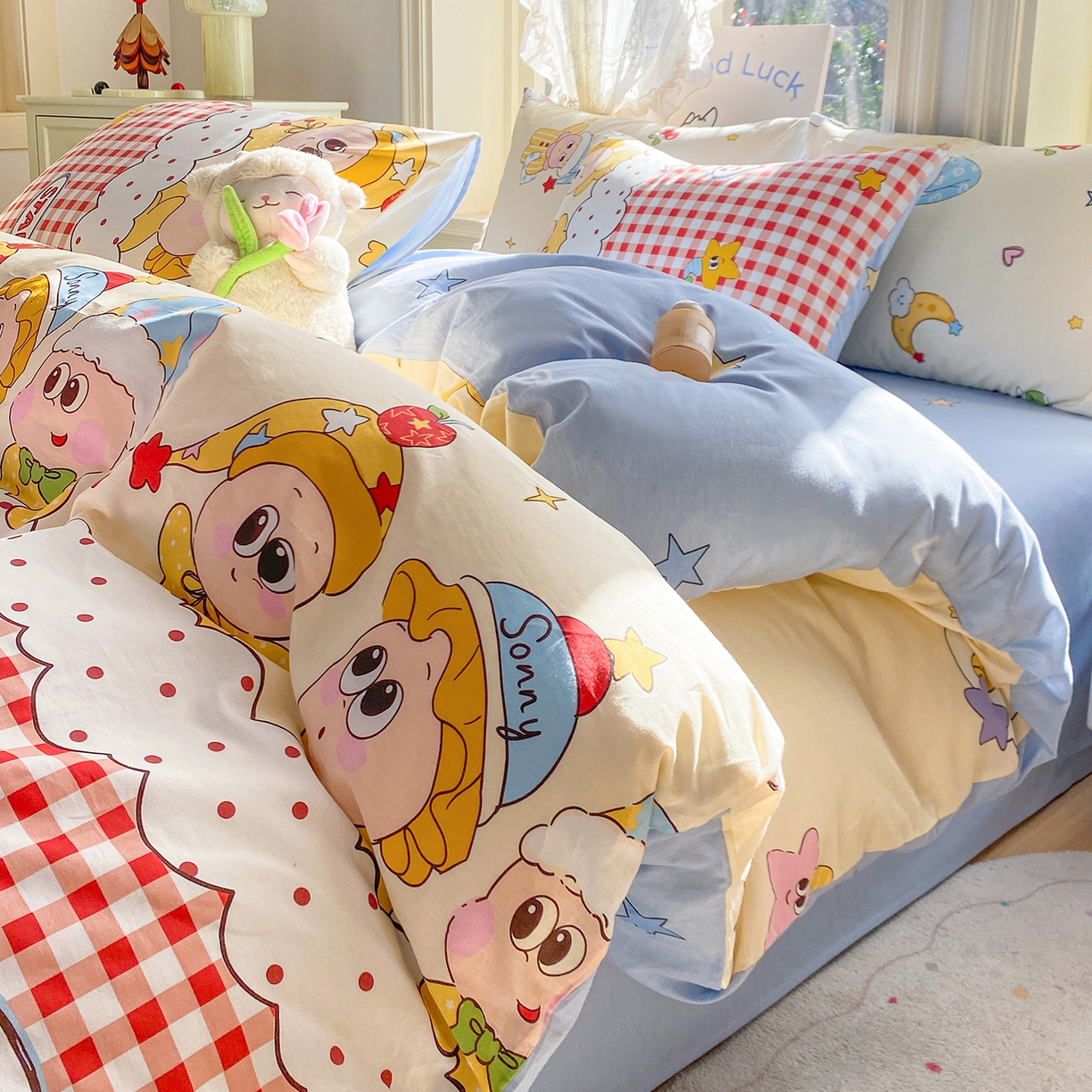 91家纺网 家纺一手货源 找家纺 （总）黑马家居 2026新款13070全棉印花小清新卡通花卉四件套系列