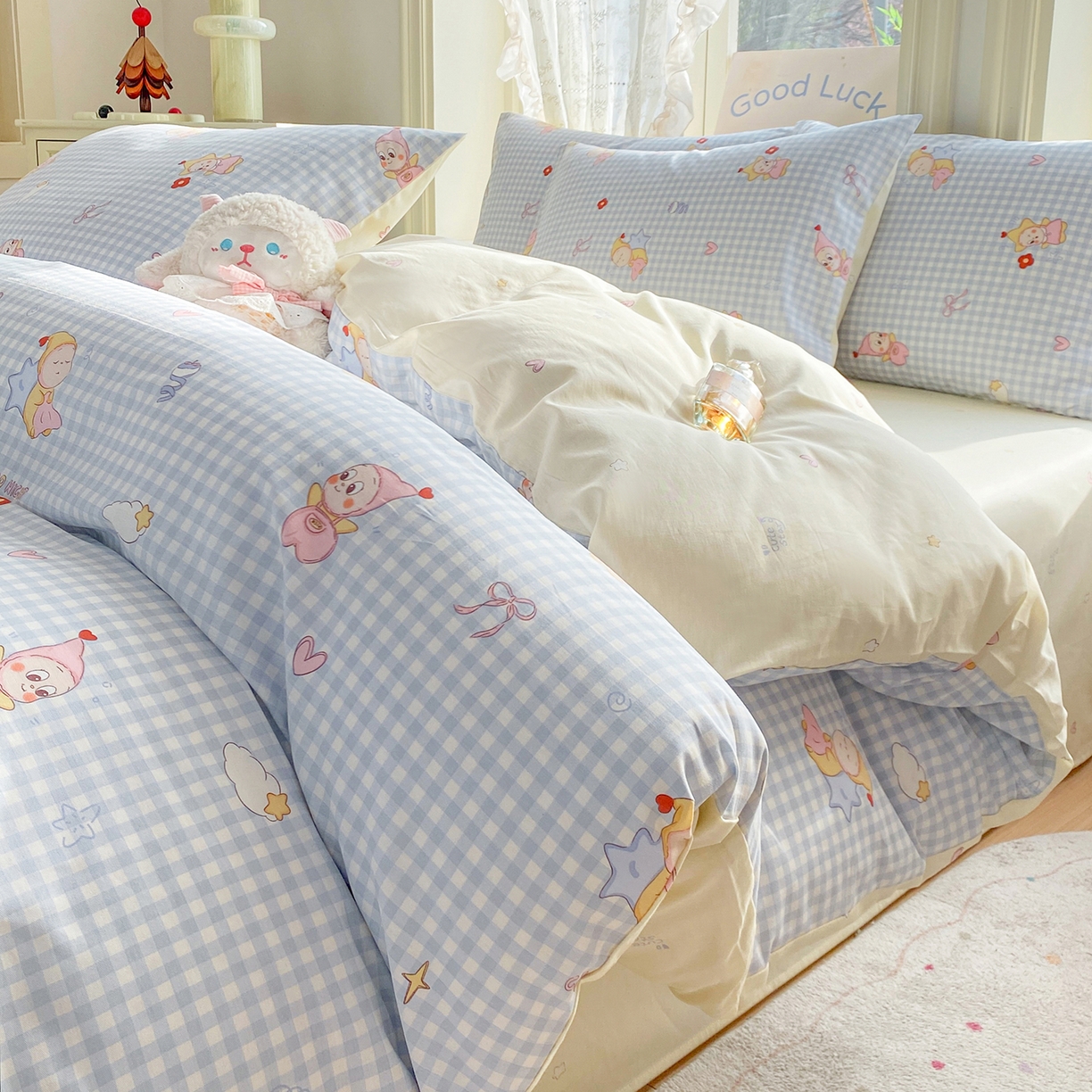 91家纺网 家纺一手货源 找家纺 （总）黑马家居 2026新款13070全棉印花小清新卡通花卉四件套系列