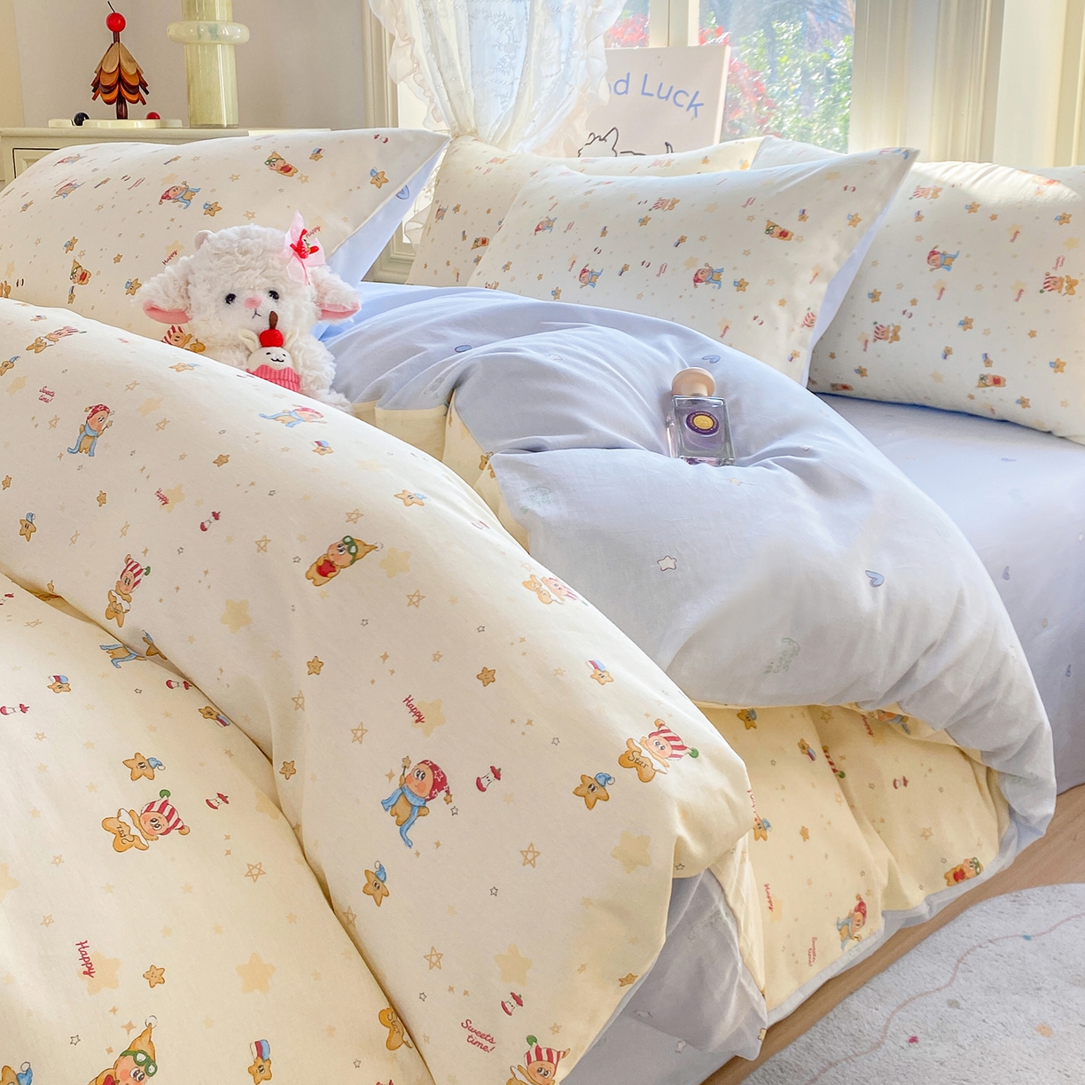 黑马家居 2026新款13070全棉印花小清新卡通花卉四件套系列 魔法星星人