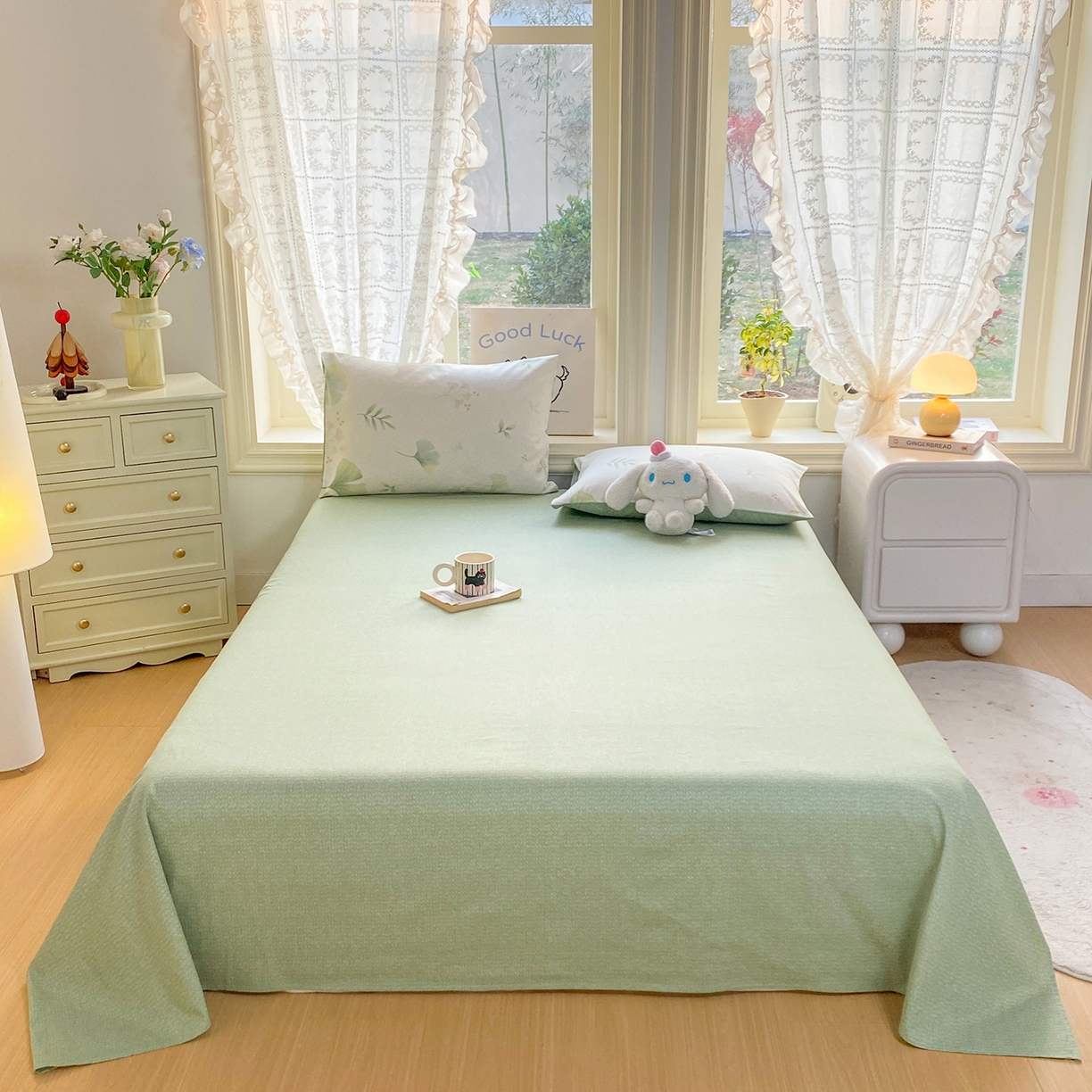 91家纺网 家纺一手货源 找家纺 黑马家居 2026新款13070全棉印花小清新卡通花卉四件套系列 幸运叶