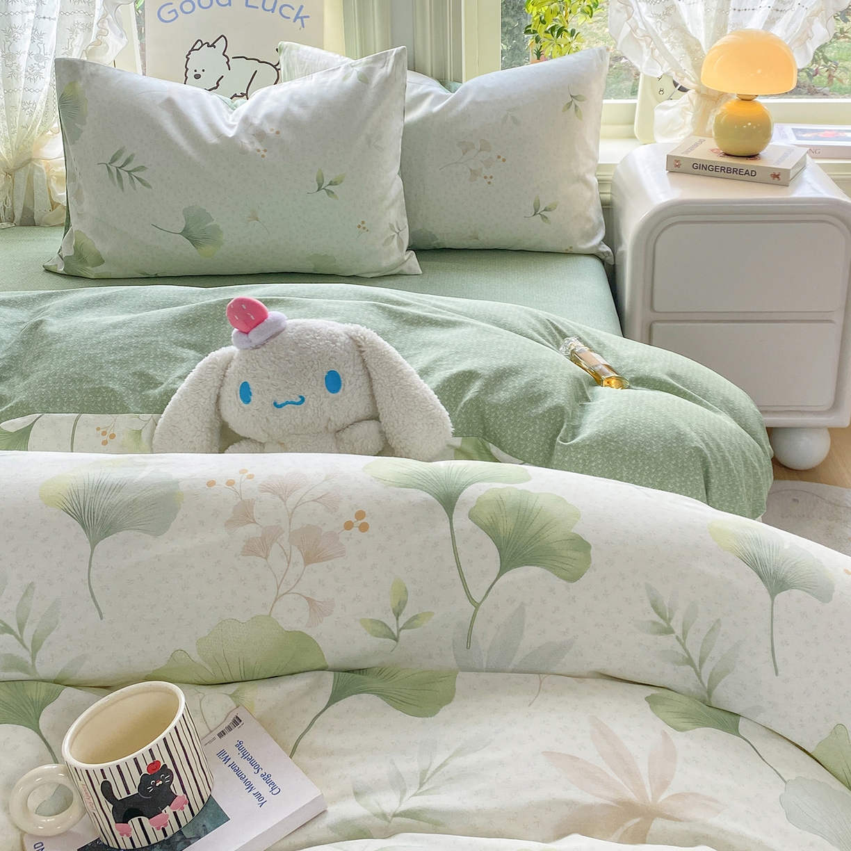 91家纺网 家纺一手货源 找家纺 黑马家居 2026新款13070全棉印花小清新卡通花卉四件套系列 幸运叶