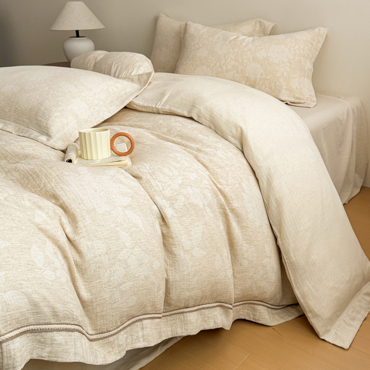 （总）KA家纺 2026春夏新品色织提花棉麻四件套  织带款